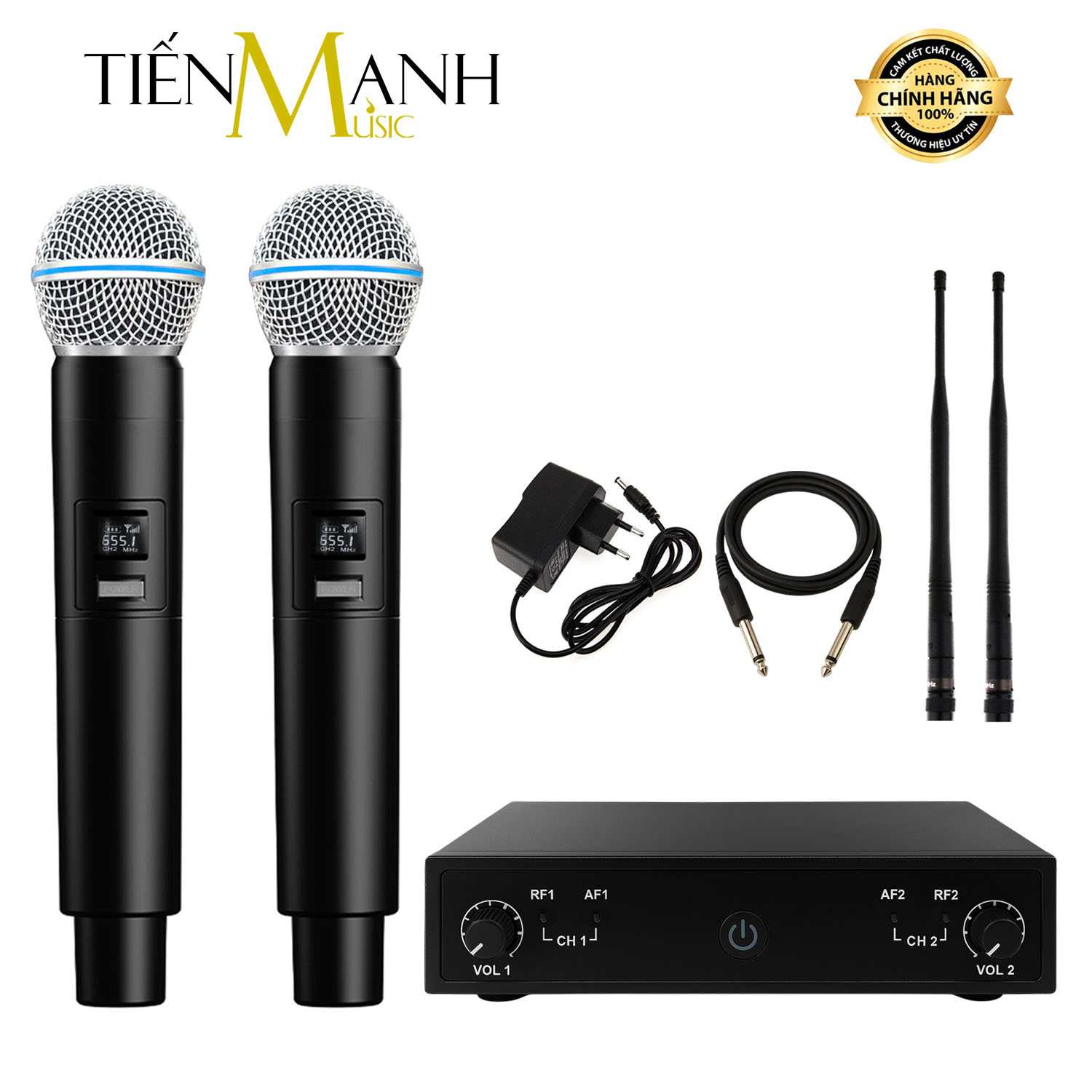 Bộ 2 Micro Không Dây Dr.Mic WMBK - Mic Cầm Tay Vocal Microphone Karaoke Wireless
