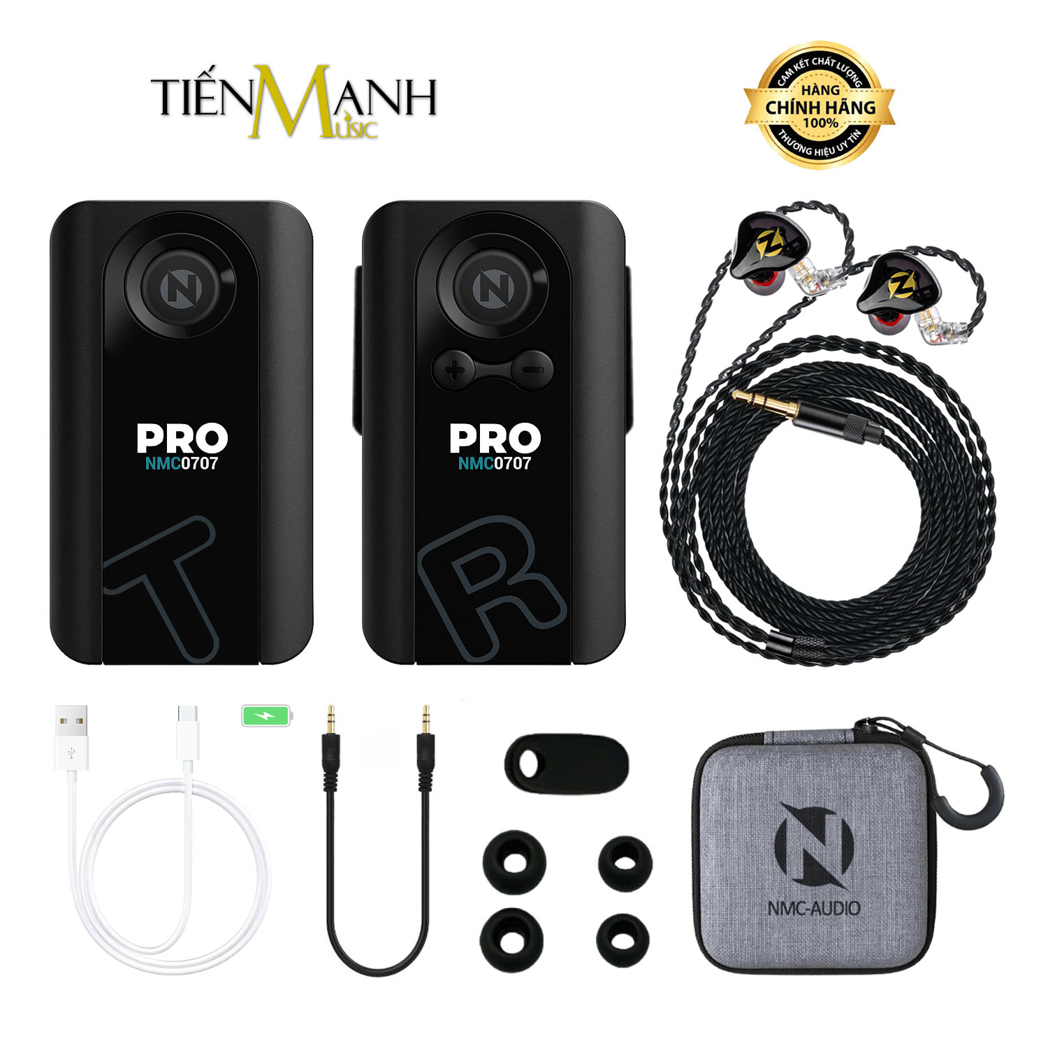 Bộ Thu Phát Audio Stereo Âm Thanh Không Dây NMC0707 Pro Kèm Tai Nghe QKZ63 Pro