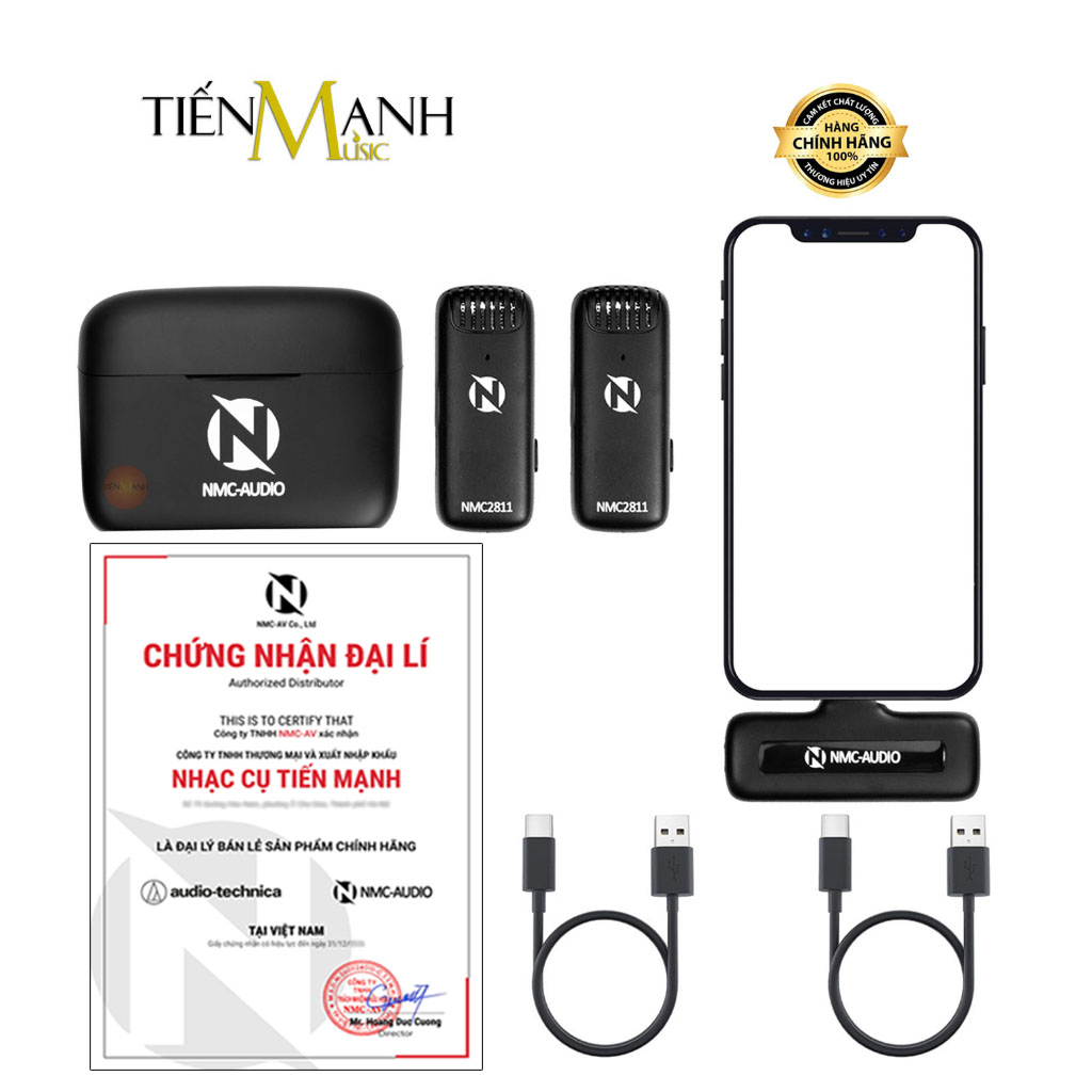 Bộ Micro iPhone Vlog Kẹp Áo Thu Phát Không Dây NMC2811 - Lightning (2 phát 1 nhận)