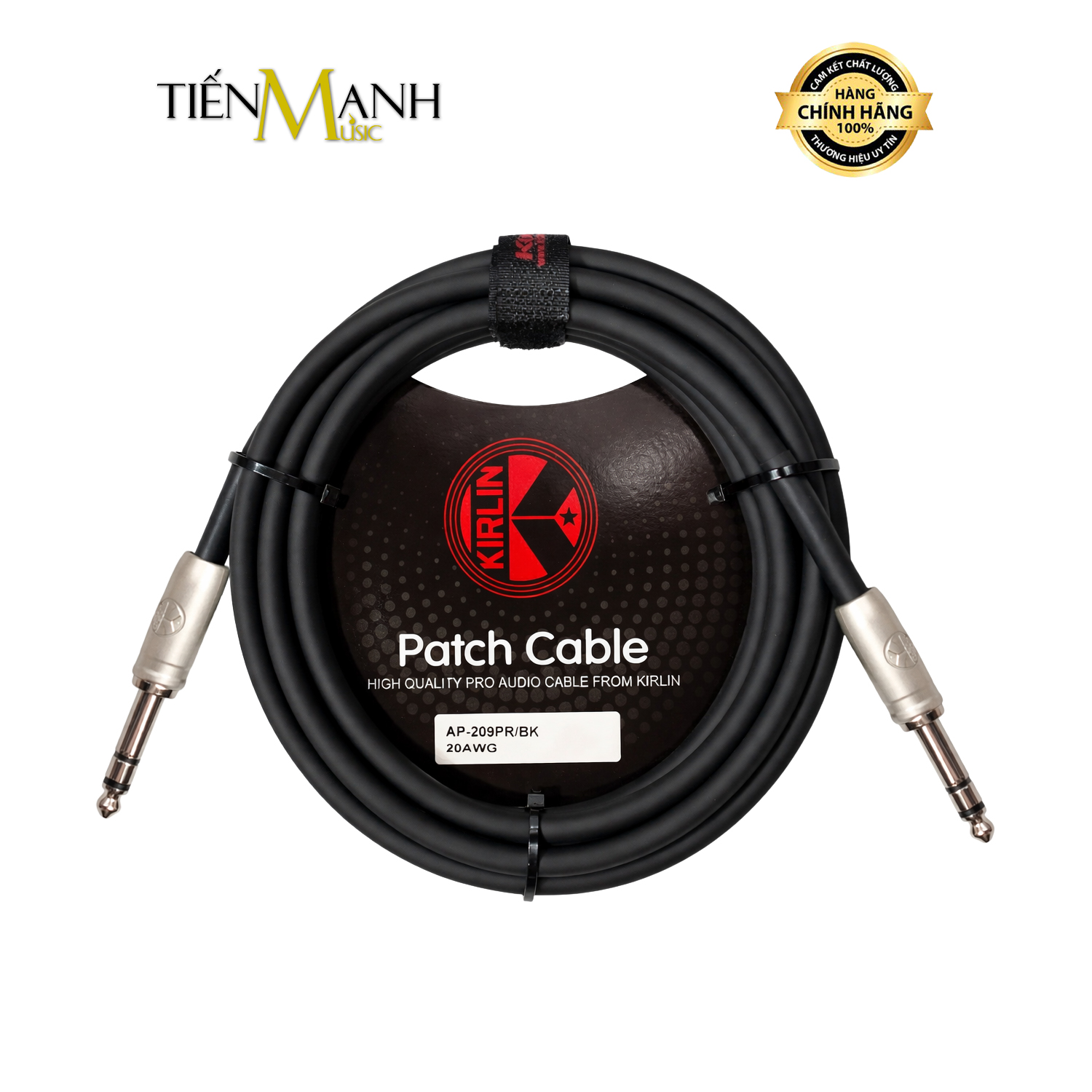 Dây Cáp Loa Balanced 2 Đầu 6ly Stereo TRS Kirlin AP209PR Dài 3m