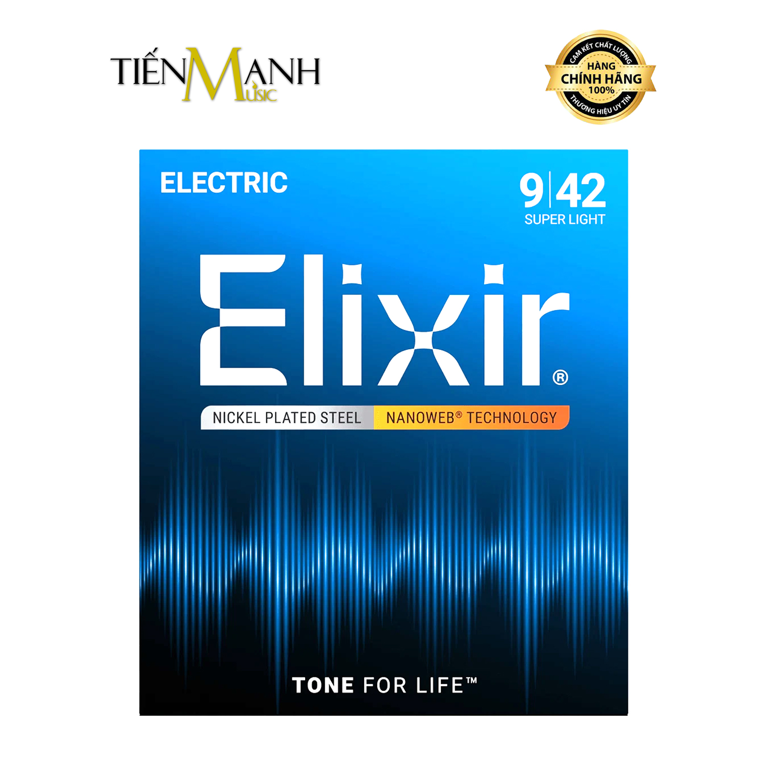 Bộ Dây Đàn Guitar Điện Elixir Electric Strings 12002 (Cỡ 9-42 - Nikel Plated Steel - Phủ lớp Nanoweb cao cấp)