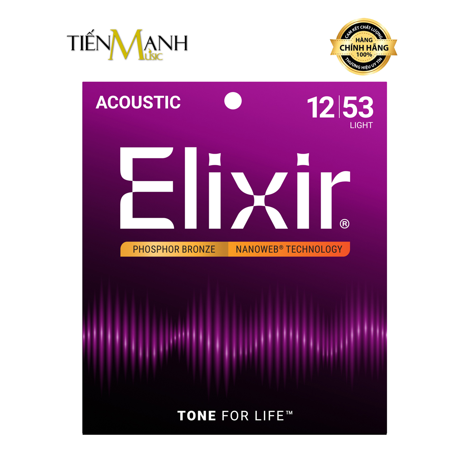 Dây Đàn Guitar Acoustic Elixir 16052 (Phosphor Bronze - Phủ lớp Nanoweb)