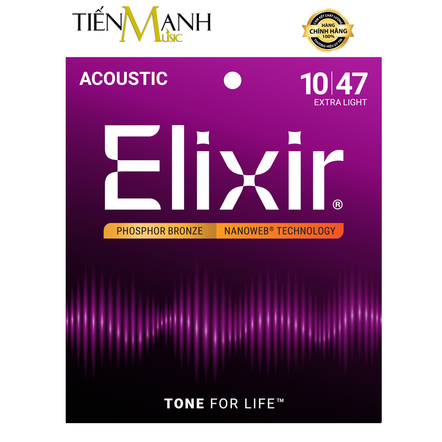 Dây Đàn Guitar Acoustic Elixir 16002 (Phosphor Bronze - Phủ lớp Nanoweb)