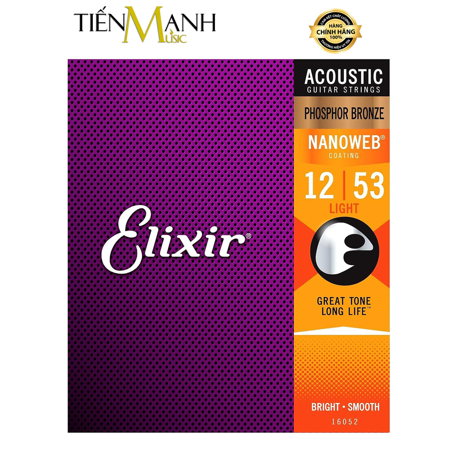 Dây Đàn Guitar Acoustic Elixir 16052 (Phosphor Bronze - Phủ lớp Nanoweb)