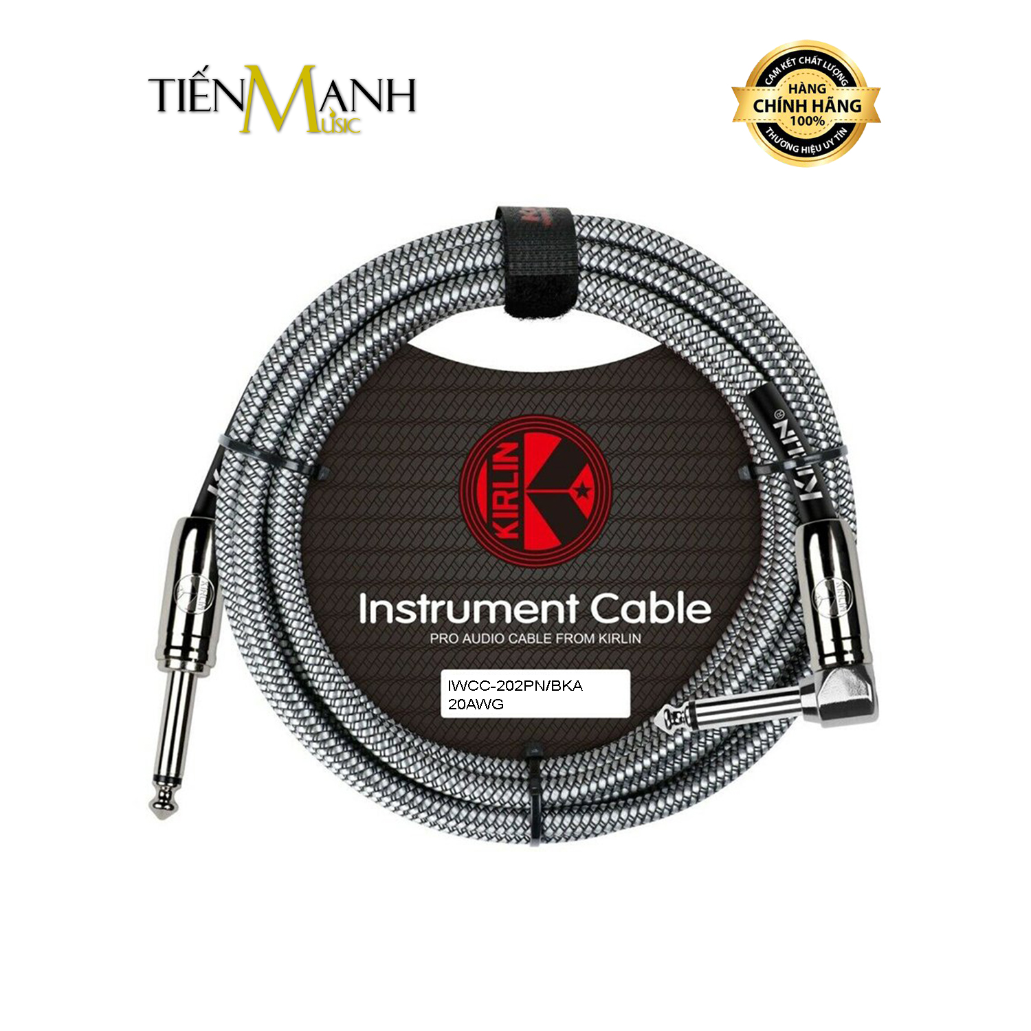 Dây Cáp Line Tín Hiệu Guitar Mono 6ly Thẳng Sang 6ly Vuông Kirlin IWCC202PN Dài 5m