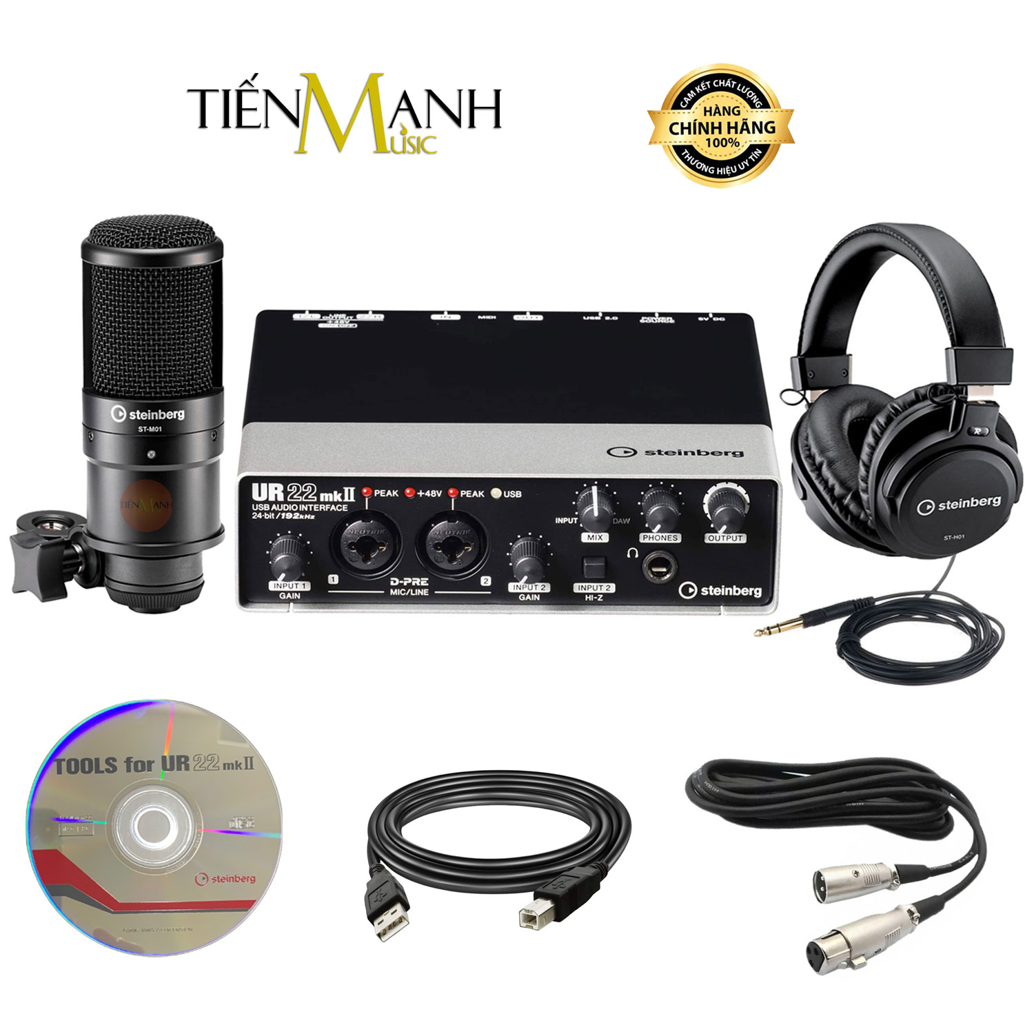 Combo Soundcard Steinberg UR22 MK2 Recording Pack - Sound Card Bộ Thu Âm Thanh và Livestream Audio Interface MKII