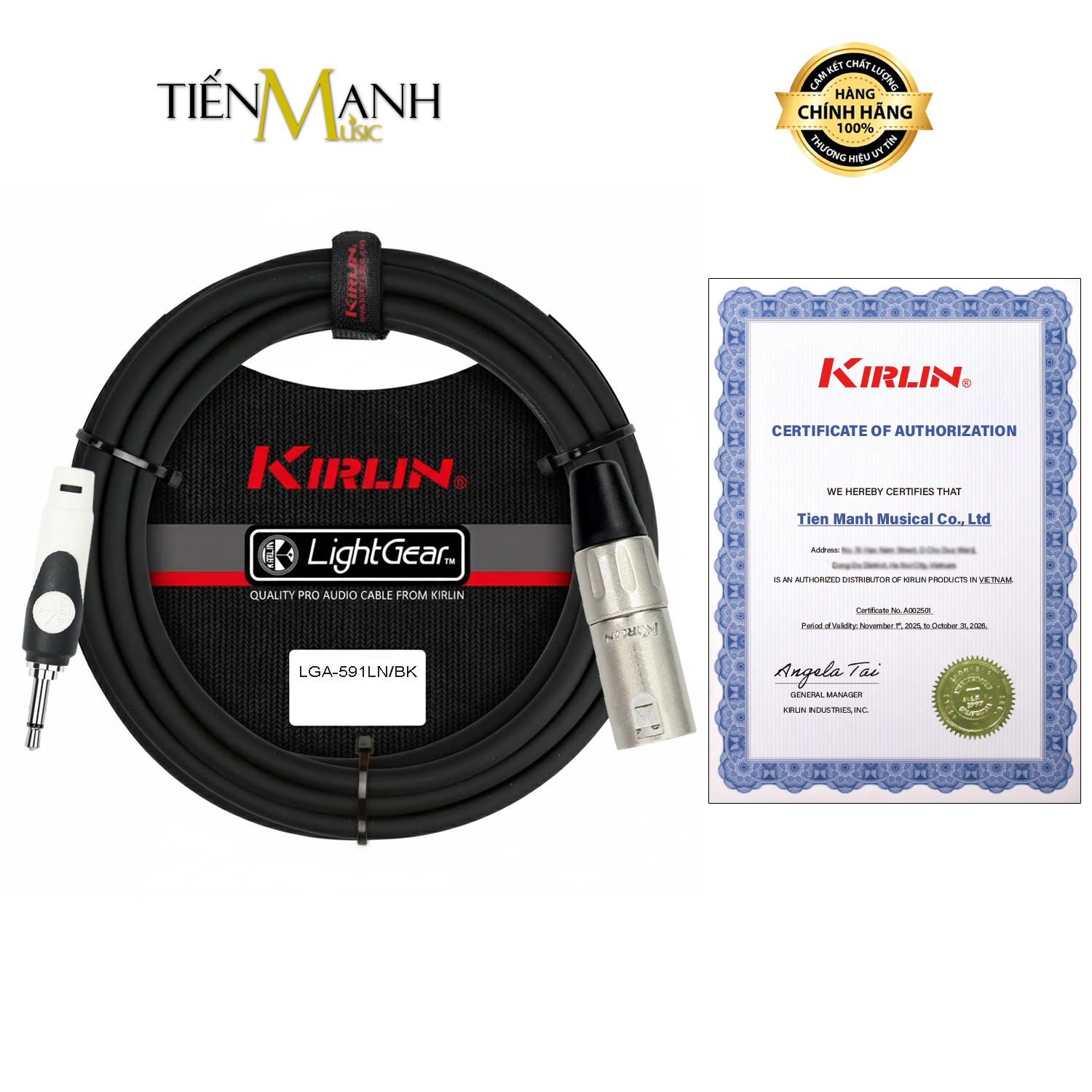 Dây Cáp 3ly Mono TS Sang Canon Đực Kirlin LGA591LN Dài 2m