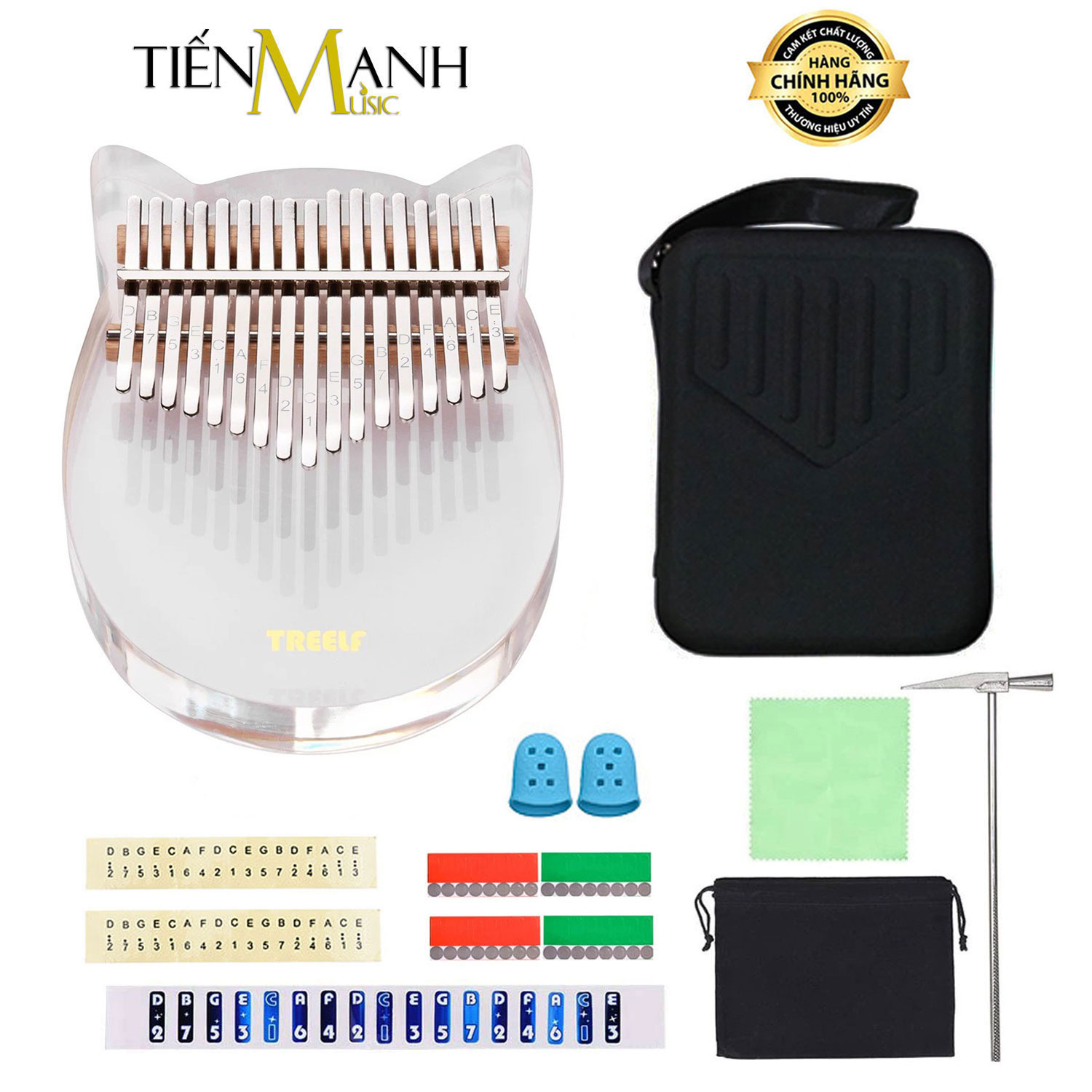 Đàn Kalimba 17 Phím Treelf TF-17C (Hình Mèo Acrylic Trong Suốt  TF17C)
