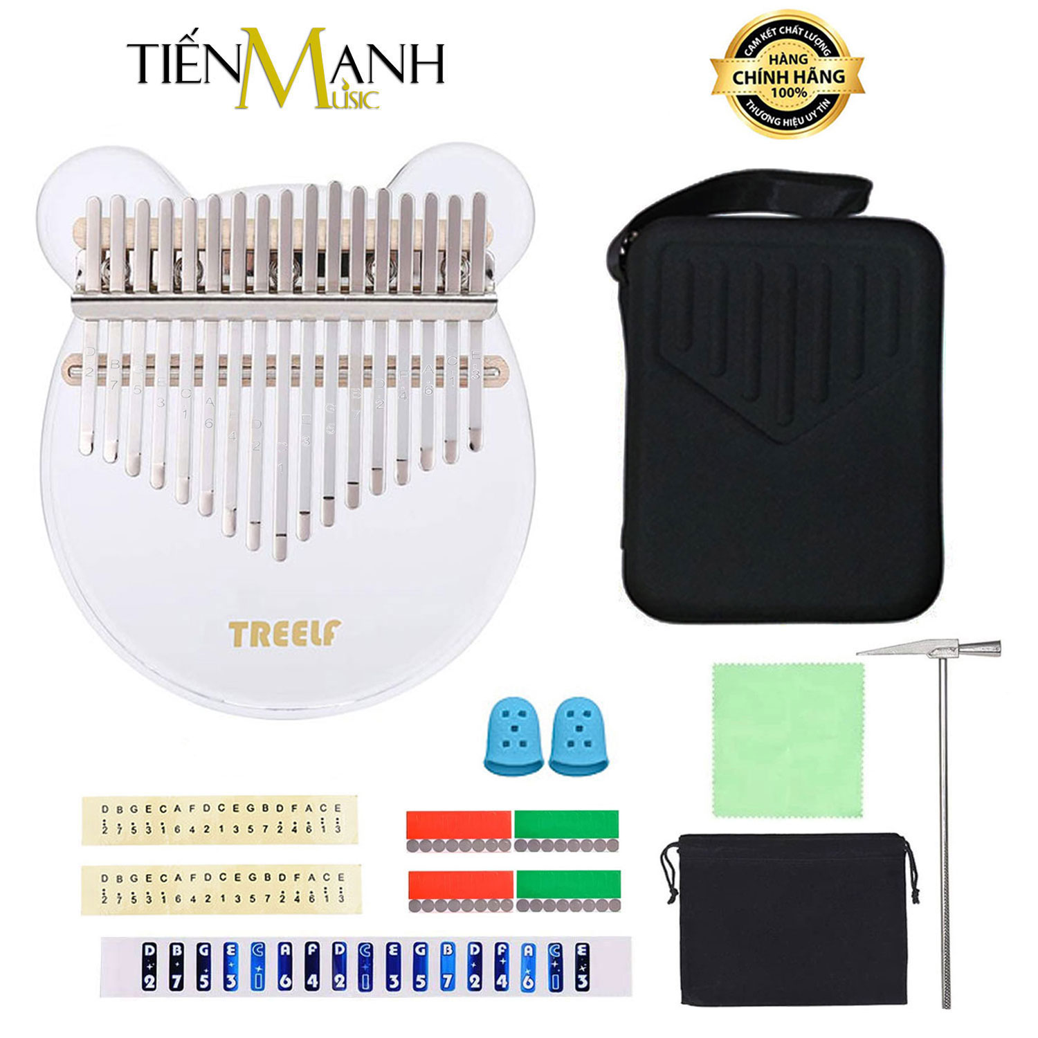 Đàn Kalimba 17 Phím Treelf TF-17CB (Hình Gấu Acrylic Trong Suốt TF17CB)