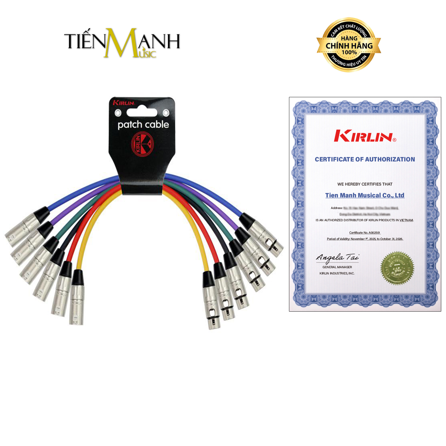 Bộ 6 Dây Cáp 2 Đầu Canon Đực Sang Cái Kirlin MP6 480PB Dài 1m