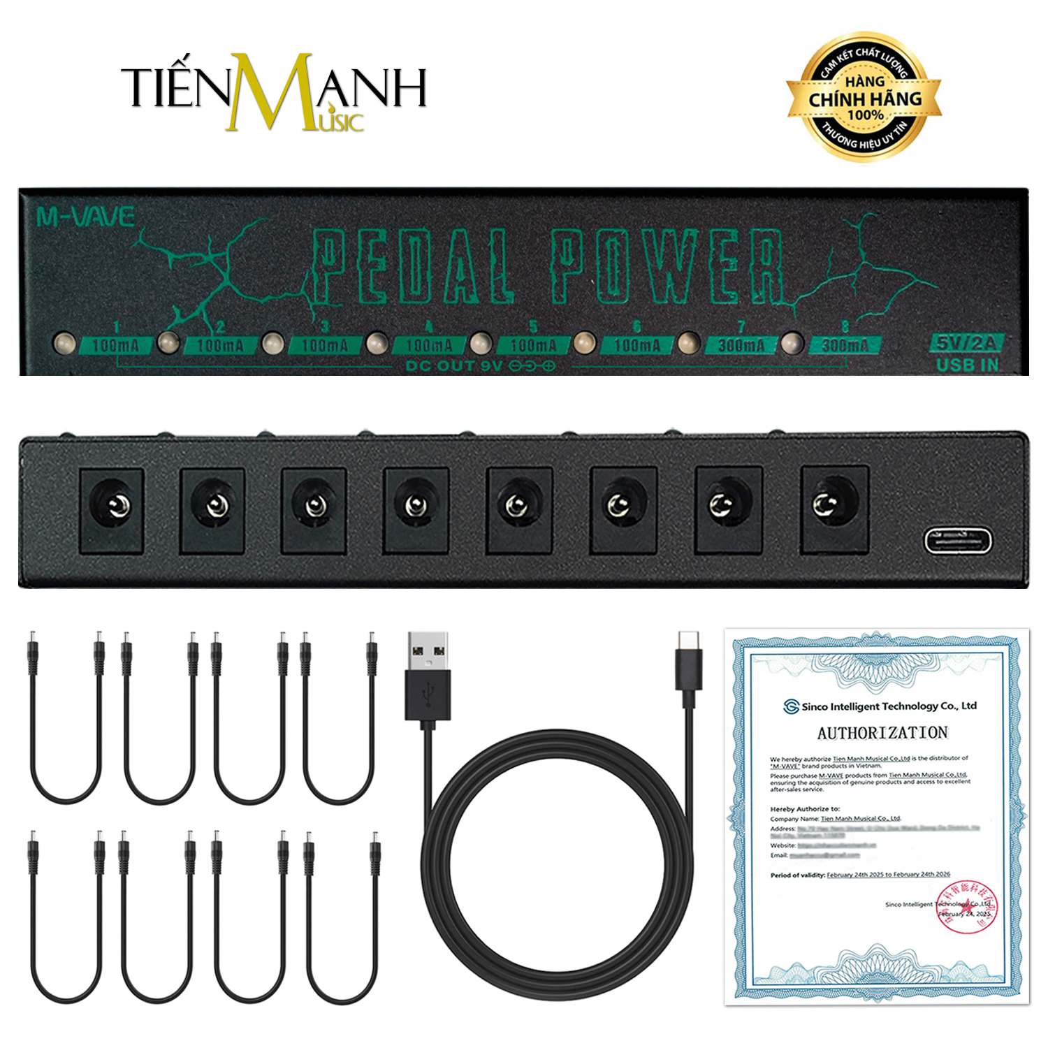 Nguồn Mini 8 Cổng Cho Phơ M-Vave Pedal Power - Cấp Nguồn Từ Cổng Sạc Usb Type-C