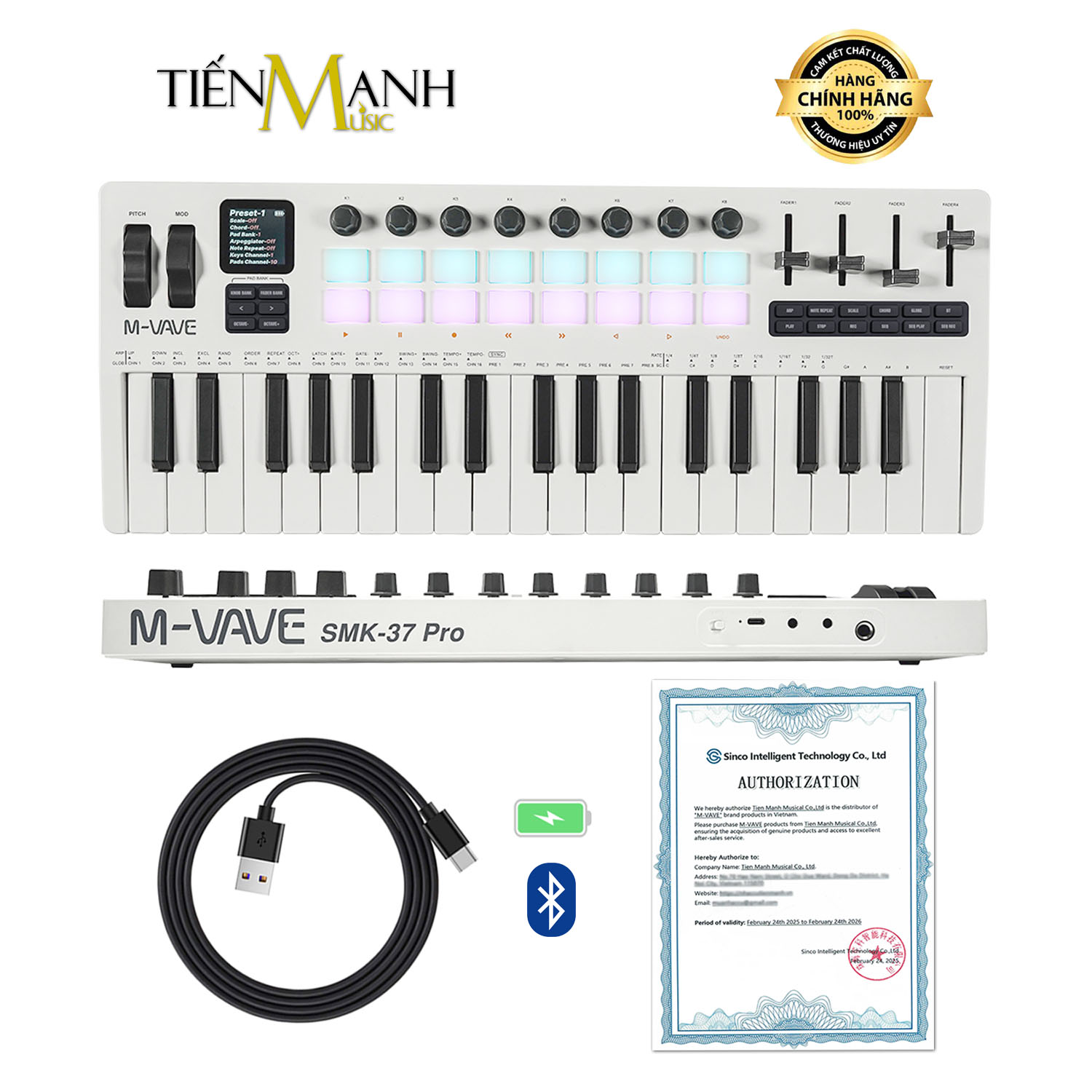 Midi Keyboard Controller 37 Phím M-Vave SMK-37 PRO