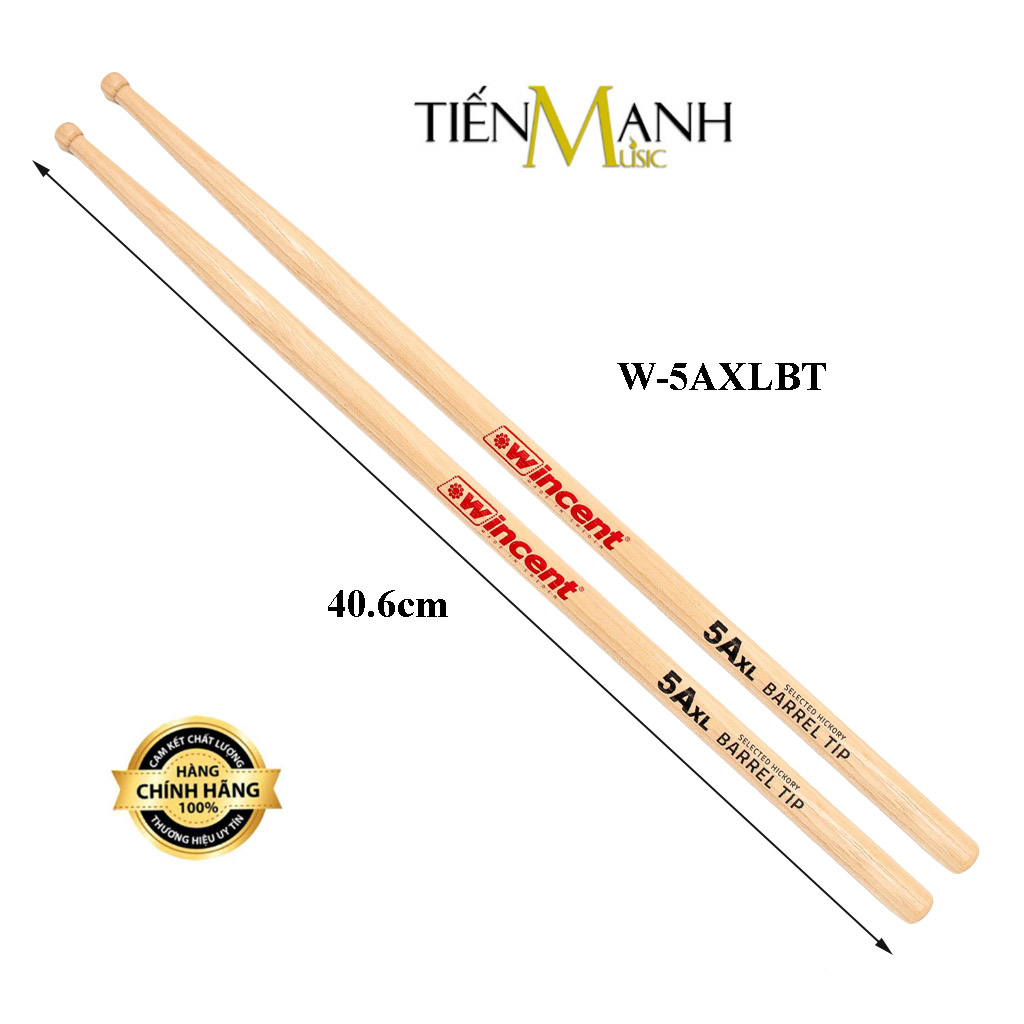 Dùi Trống Wincent W-5AXLBT Hickory - Barrel Tip - Drumsticks