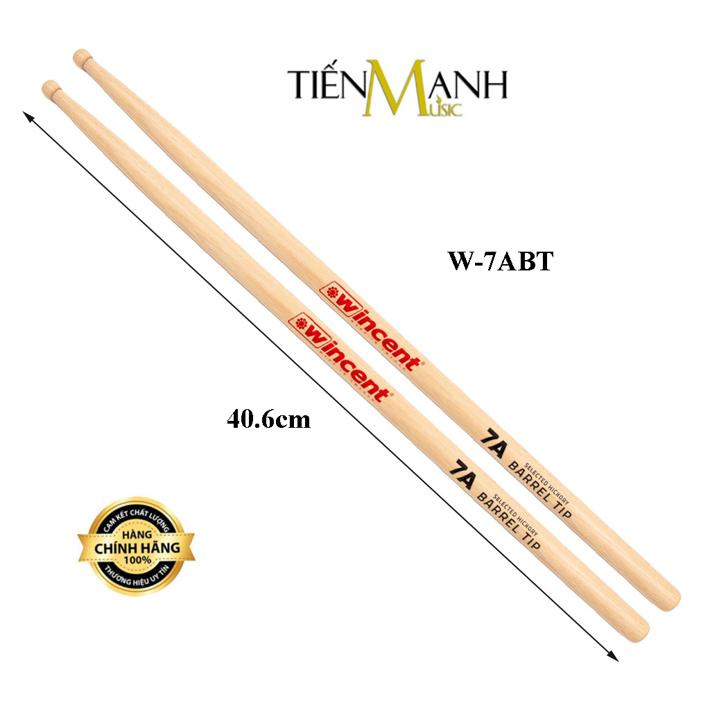 Dùi Trống Wincent W-7ABT Hickory - Barrel Tip - Drumsticks
