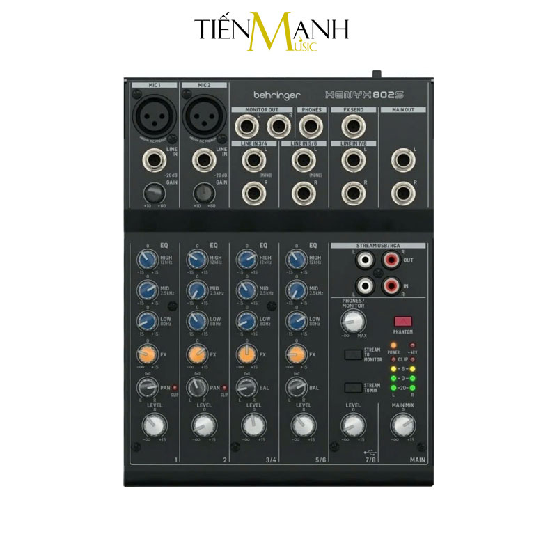 Bàn Trộn Mixer Behringer Xenyx 802S Premium 8-Channel With USB Streaming