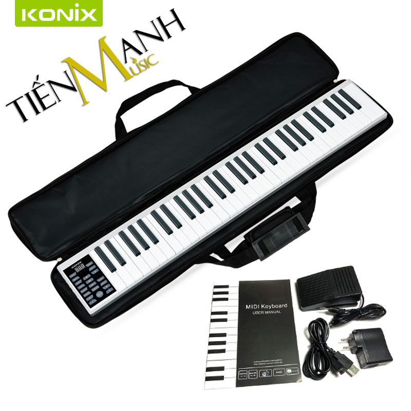 Đàn Piano điện 61 phím cảm ứng lực Konix Flexible PZ61 - Pin sạc 1100mAh