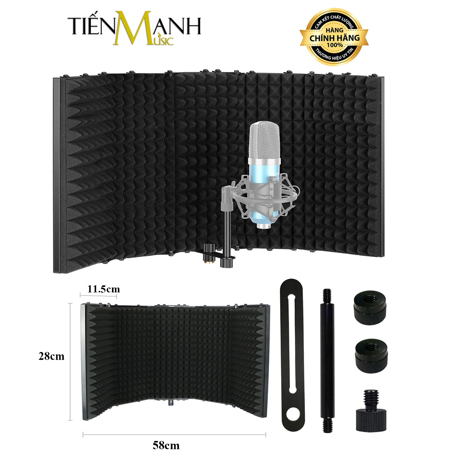 Màng Vách Chắn Tiêu Âm Cho Micro Phòng Thu Loại 5 Cánh Mic SIC-05 Vocal Booth Màn Tấm Khung Vành Chống Dội, Vang, Ồn