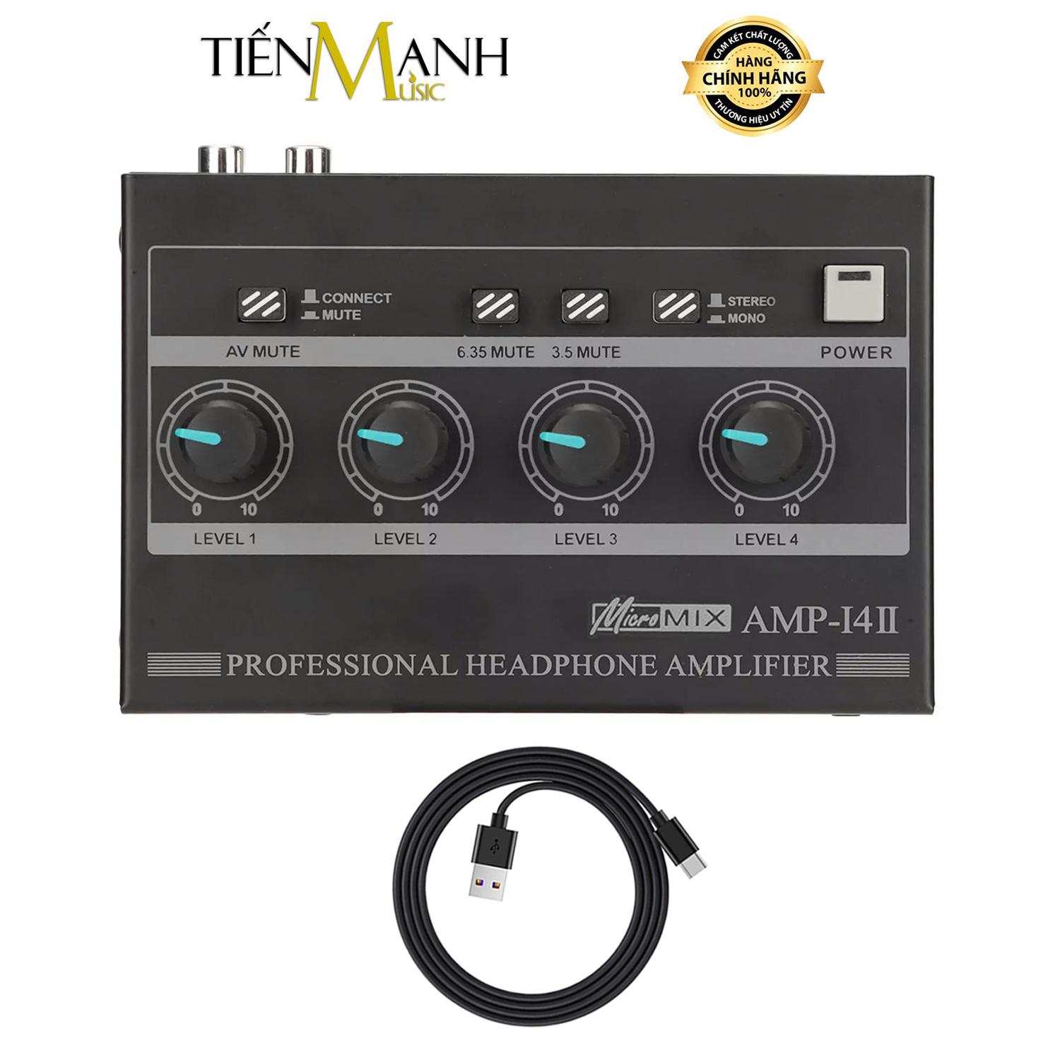 Bộ Chia và Kích Âm Tai Nghe 4 Cổng 3.5mm và 6.35mm Cao Cấp Dr.Mic AMP-I4II