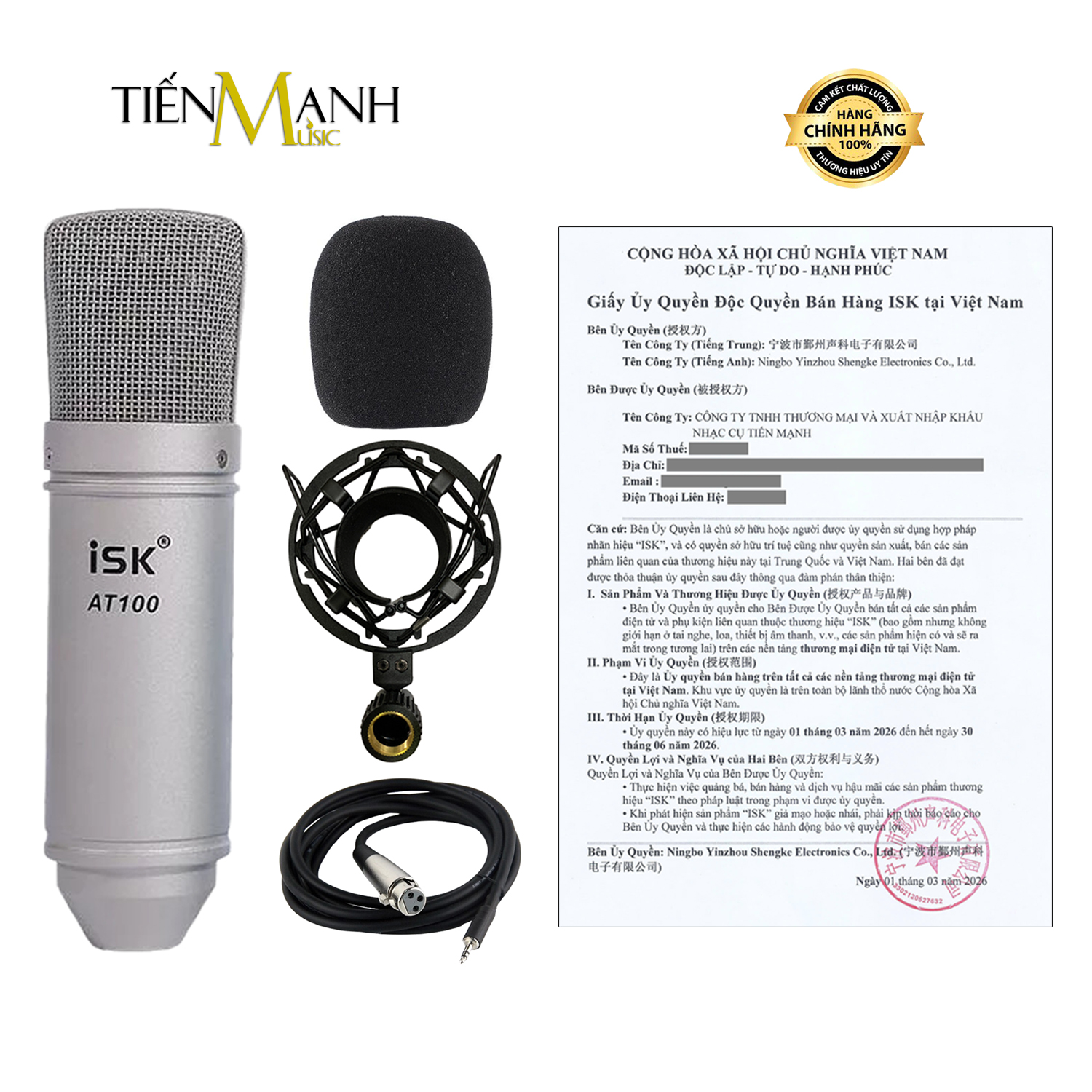 Micro ISK AT100 Mic Thu Âm Condenser Livestream Phòng Thu Studio Microphone Live Stream