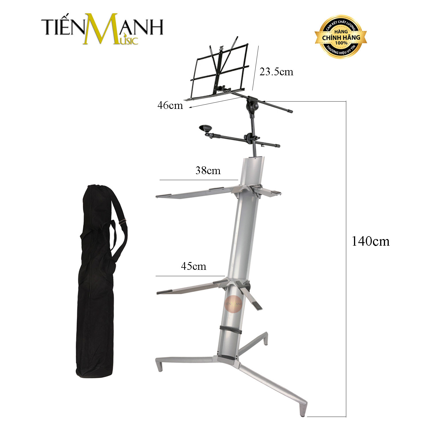 Chân Giá Để Organ 2 Tầng KS86A - Màu Bạc (Cao 1m4)