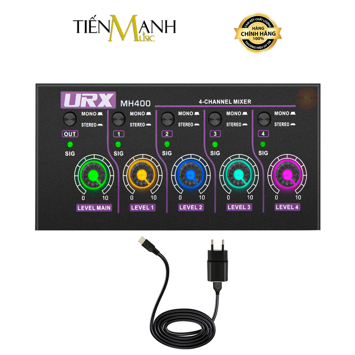 Bộ Gộp Tín Hiệu 4 Thành 1 Cho Micro, Guitar, Organ Audio Signal Mixer URX MH400