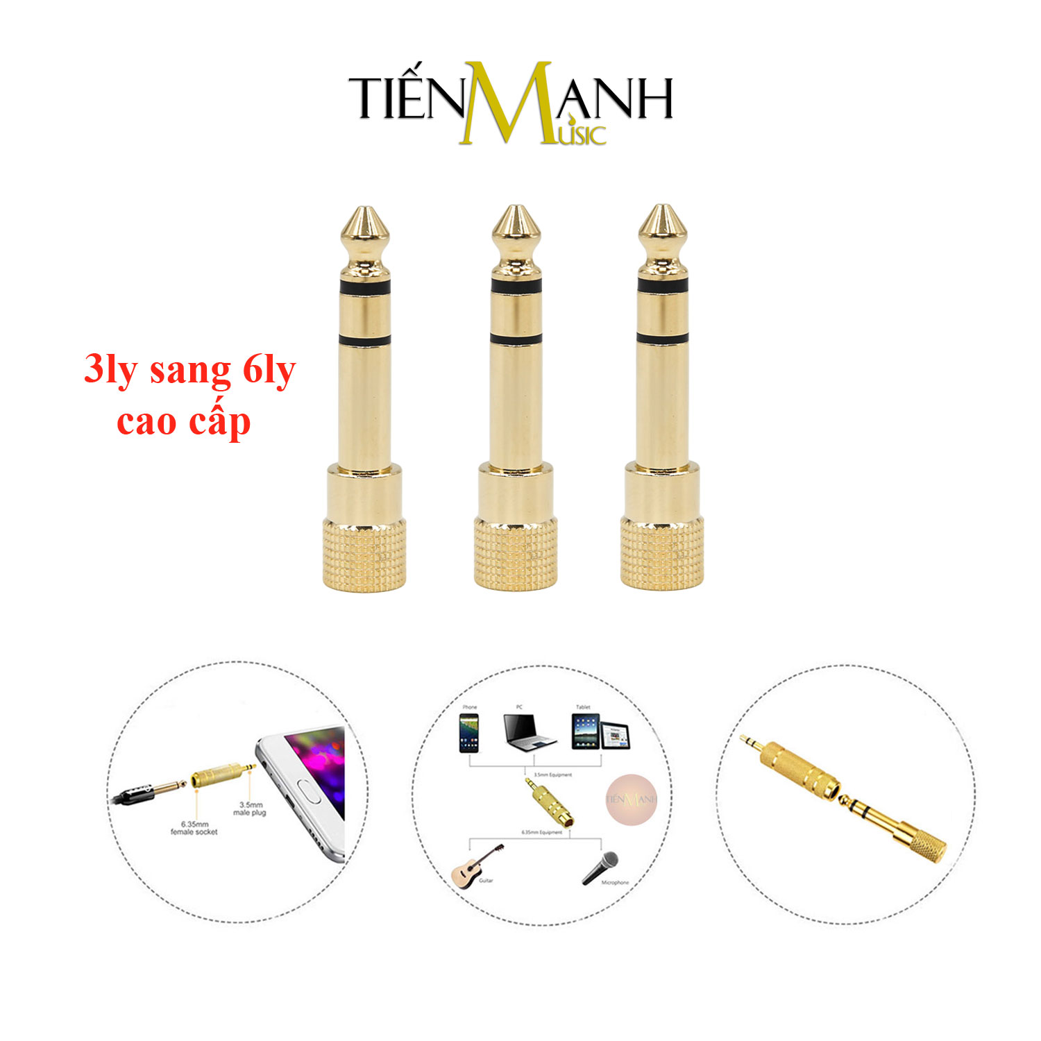 Đầu Jack chuyển đổi âm thanh từ cổng 3ly sang 6ly Loại Cao Cấp