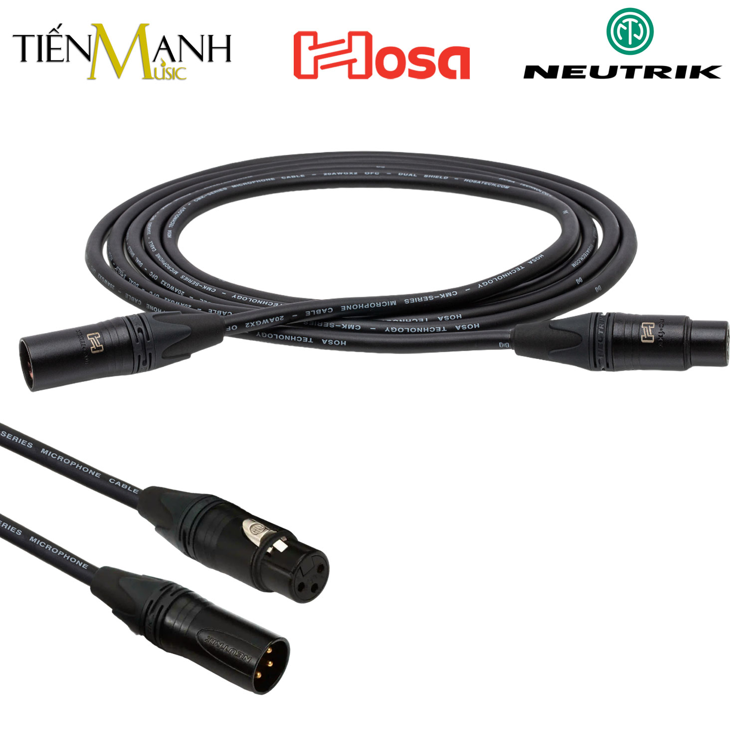 Dây Cáp Micro Hosa Neutrik 2 Đầu Canon XLR CMK-010AU Dài 3m Cable Đực sang Cái