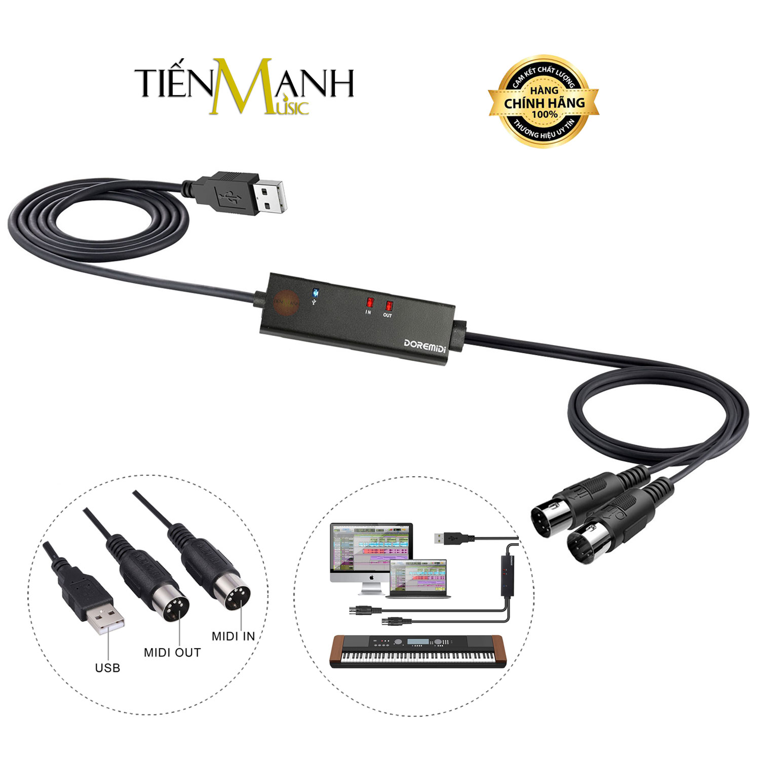 Dây Cáp Midi USB-A DOREMiDi MTU10 Cable Cao Cấp Cho Đàn Piano, Organ, Keyboard MTU-10