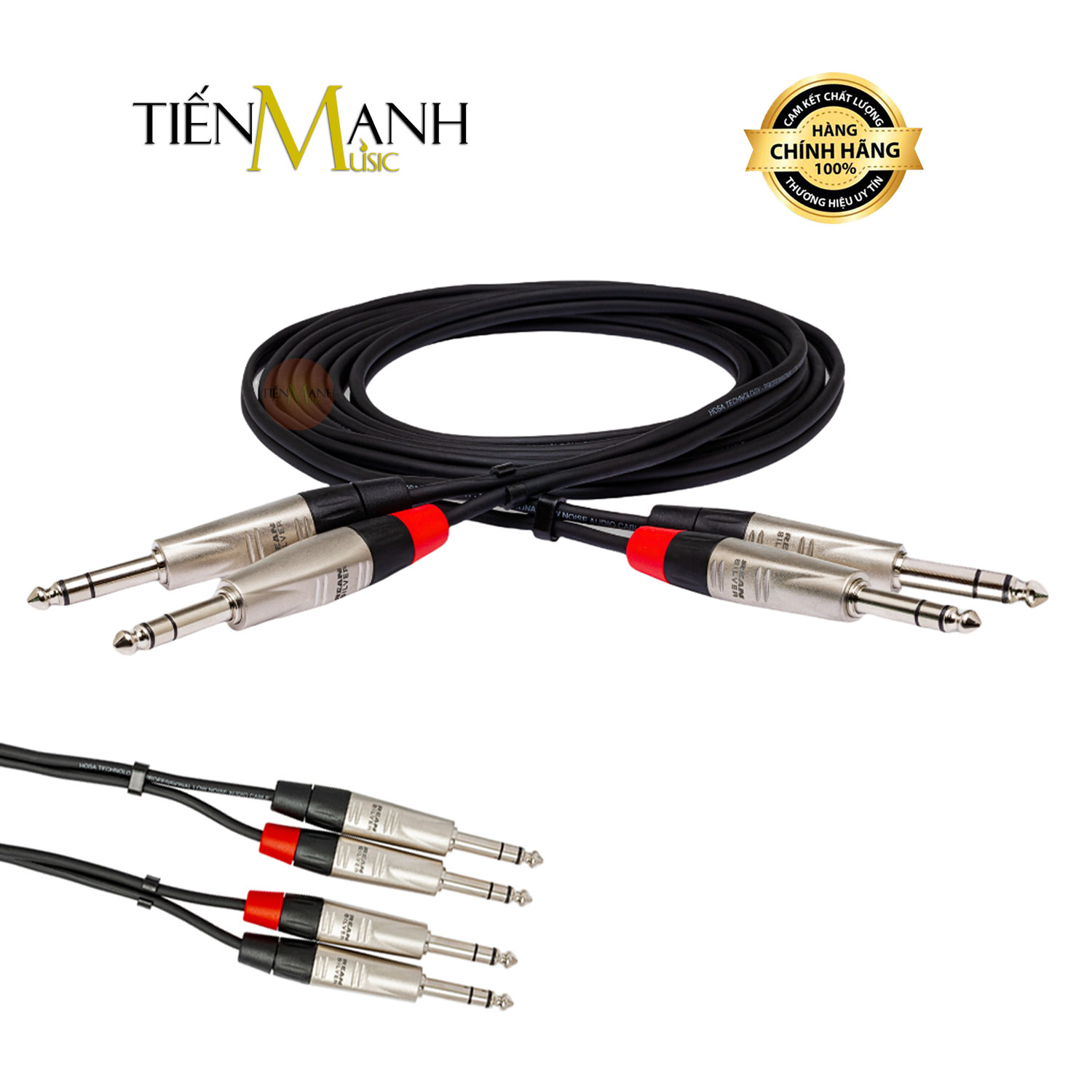 Cặp Dây Cáp Loa Hosa Pro REAN Dài 1.5m 2 Đầu 6ly Stereo TRS HSS-005X2 Balanced Cable Tín Hiệu
