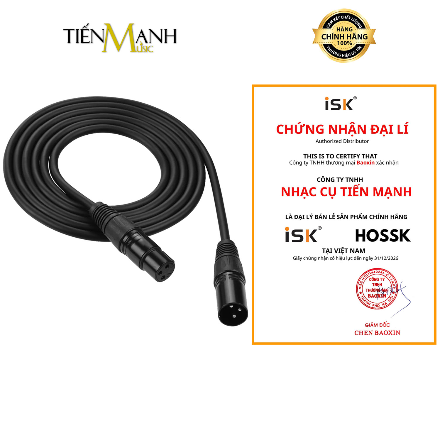 Dây Cáp Mic 2 Đầu Canon XLR HOSSK H5-3M