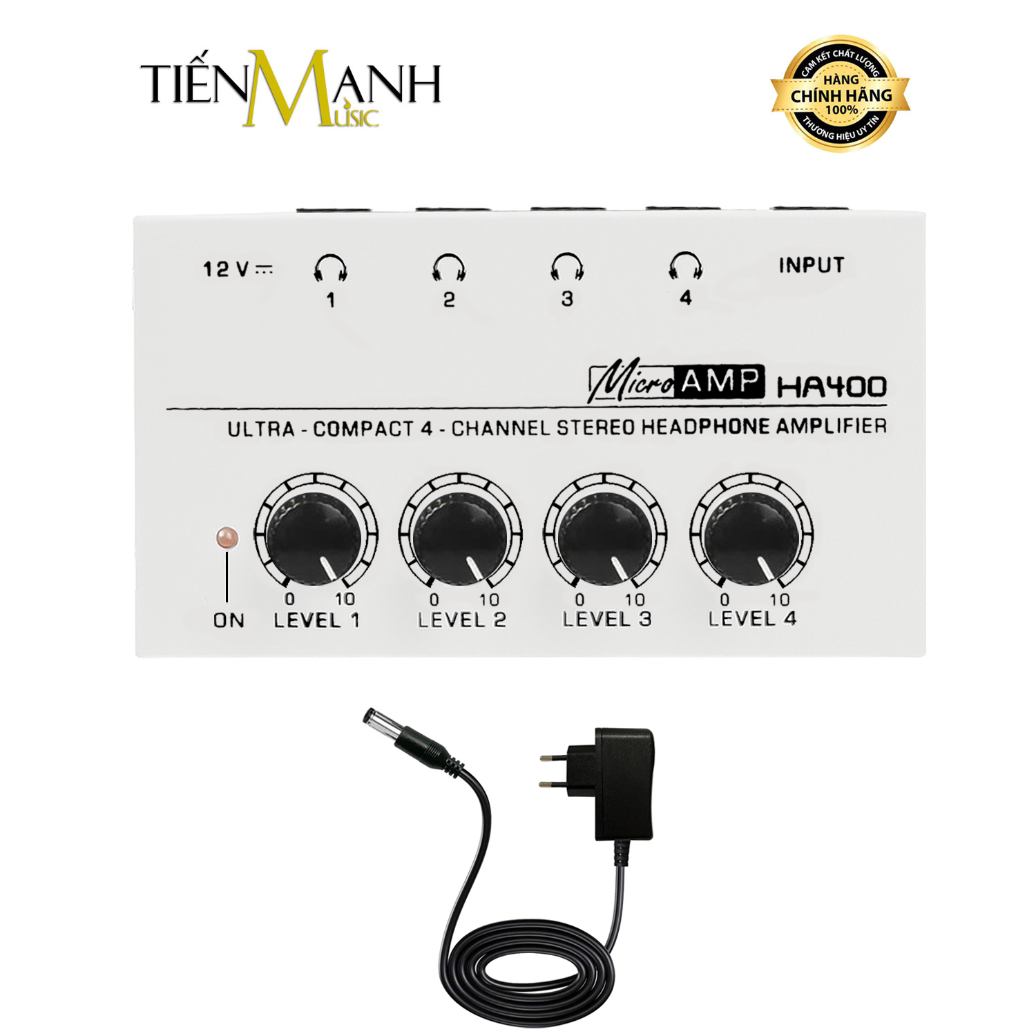 Bộ Chia và Kích Âm Tai Nghe 4 Cổng 6.35mm Dr.Mic HA400 Màu Trắng