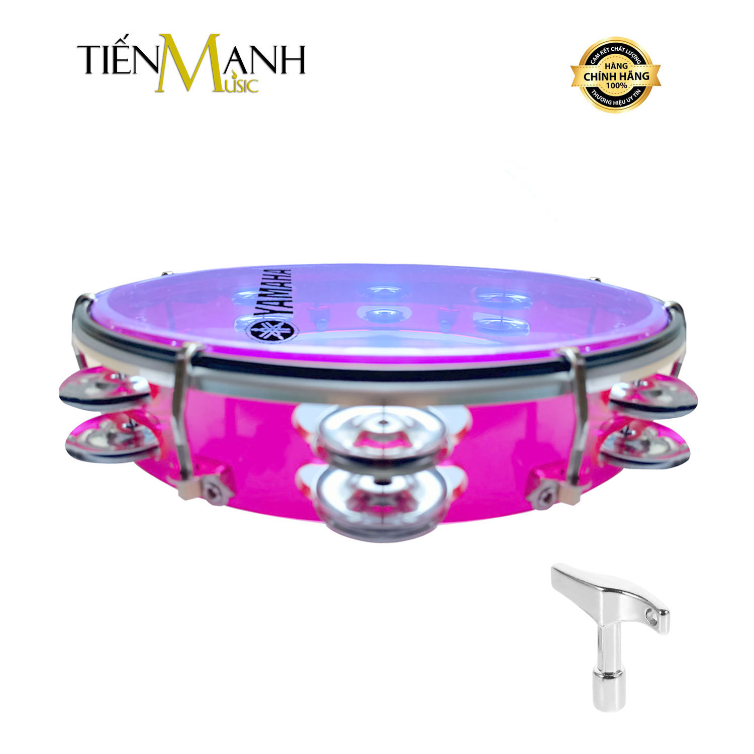 Trống Gõ Bo Lắc Tay Khung Hồng Mặt Xanh Tambourine Yamaha