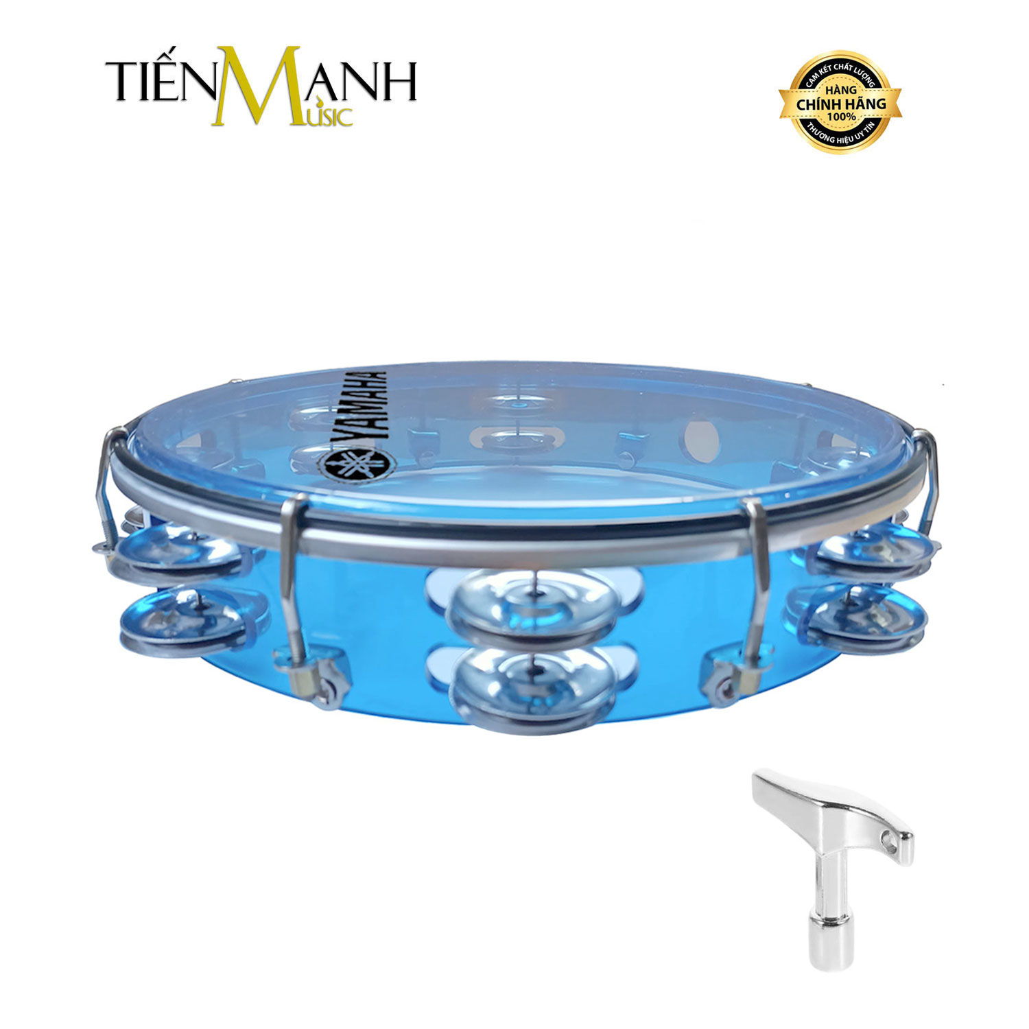 Trống Gõ Bo Lắc Tay Khung Xanh Mặt Xanh Tambourine Yamaha