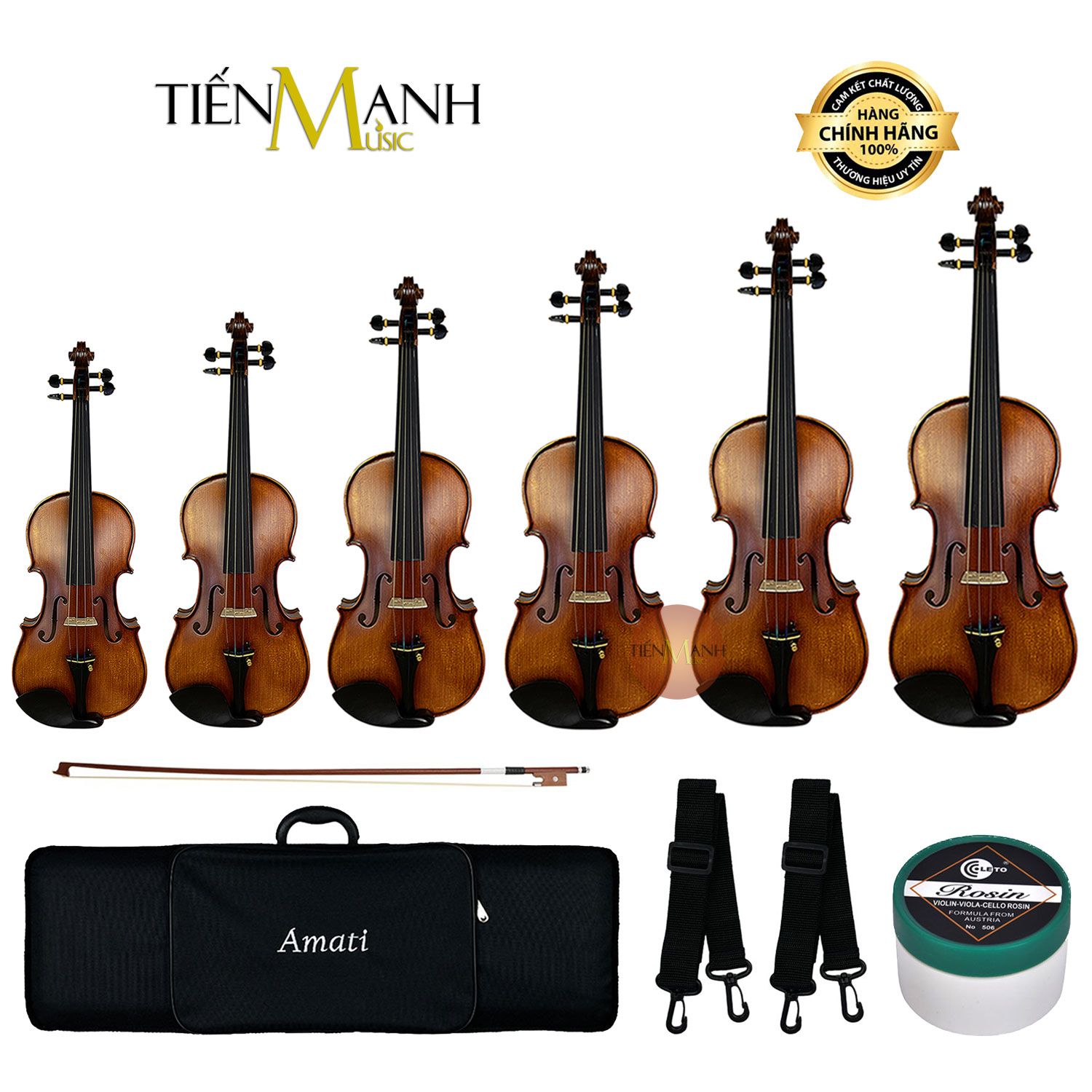 Đàn Violin Amati Vân Vẽ VM118 Size 4-4, 3-4, 1-2, 1-4, 1-8, 1-10, 1-16 - Vĩ Cầm VM118Y Vi-ô-lông Violon