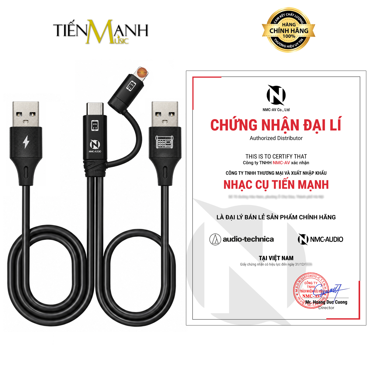Dây Cáp OTG Kết Nối Mixer AMX06 Vào Điện Thoại Livetream Thu Âm Stereo NMC LT04-AMX06