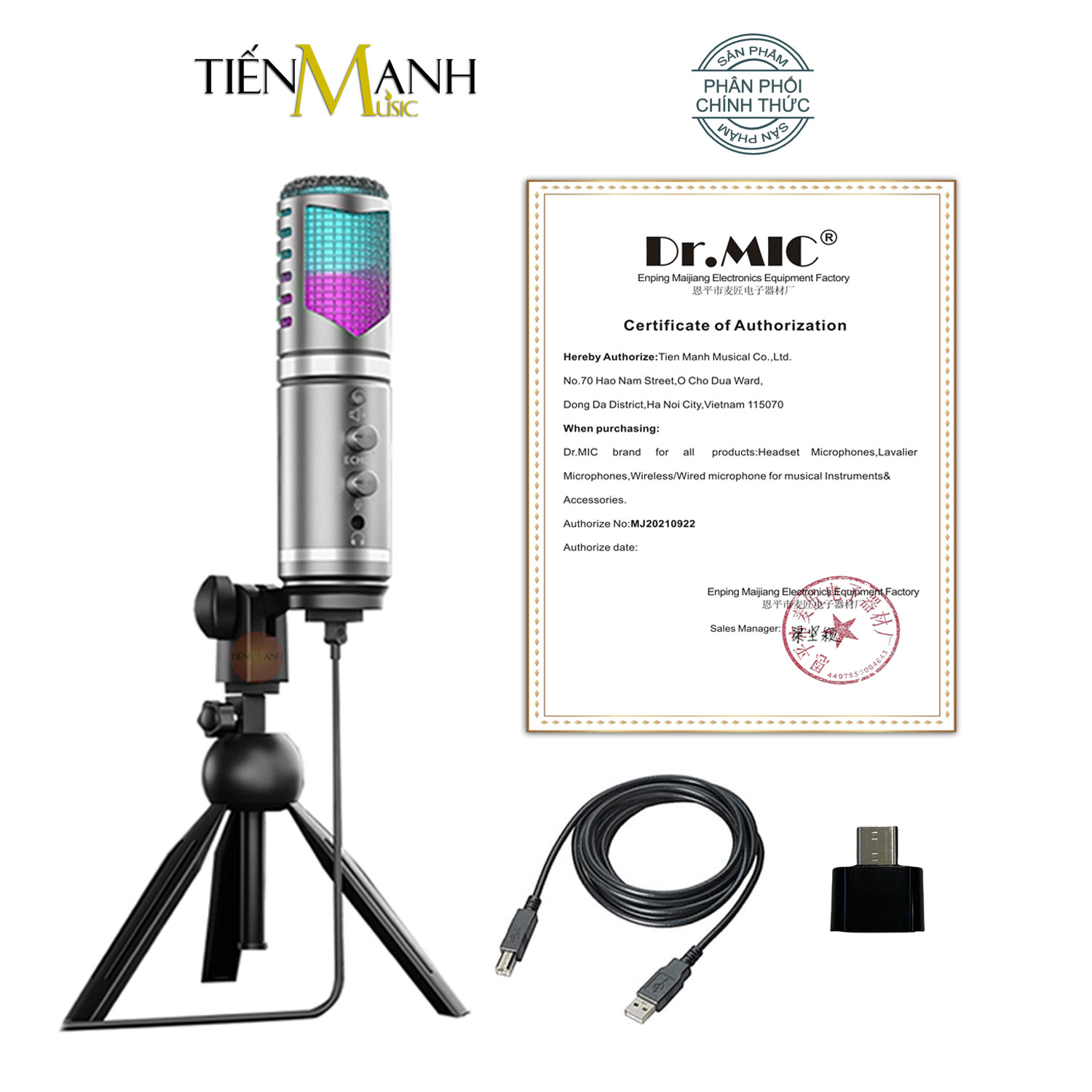 [Có Echo Vang] Micro USB Đèn Led RGB Dr.Mic DR9 - Mic Thu Âm Đa Sắc Màu DR-09 Microphone Cardioid DR09 Podcast, Livestream, Gaming