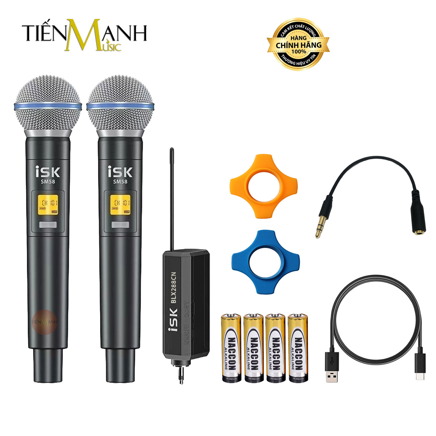 [Không Dây] Bộ 2 Mic Wireless Pin Sạc ISK BLX288CN SM58 - Micro Cầm Tay Vocal Audio Microphone Karaoke BLX288