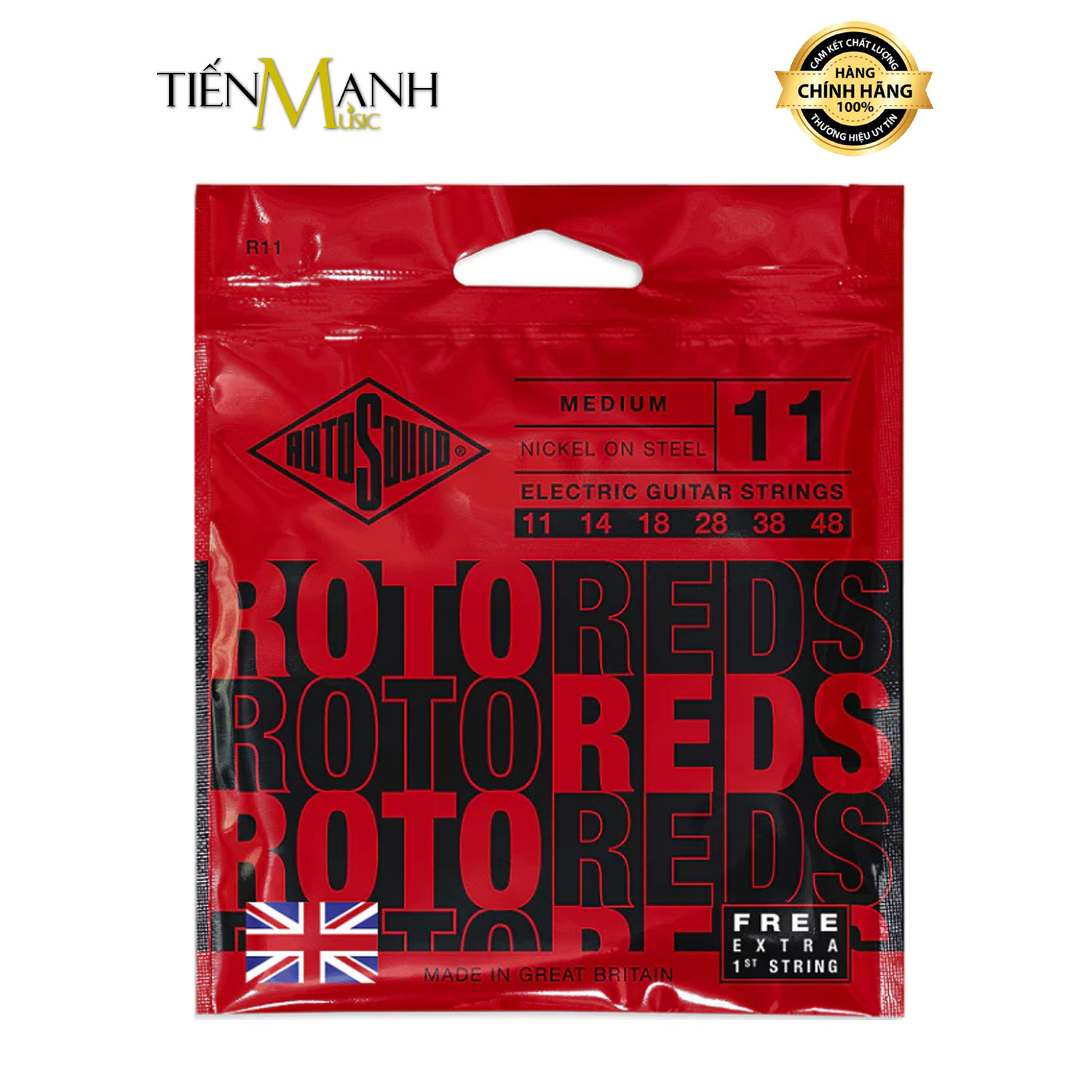 Dây đàn guitar điện Rotosound R11 Roto Reds Nickel On Steel Electric Guitar Strings - .011-.048 Medium