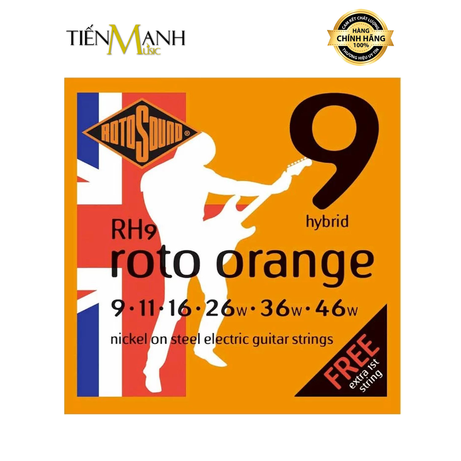 Dây đàn guitar điện Rotosound RH9 Roto Orange Nickel On Steel Electric Guitar Strings - .009-.046 Hybrid