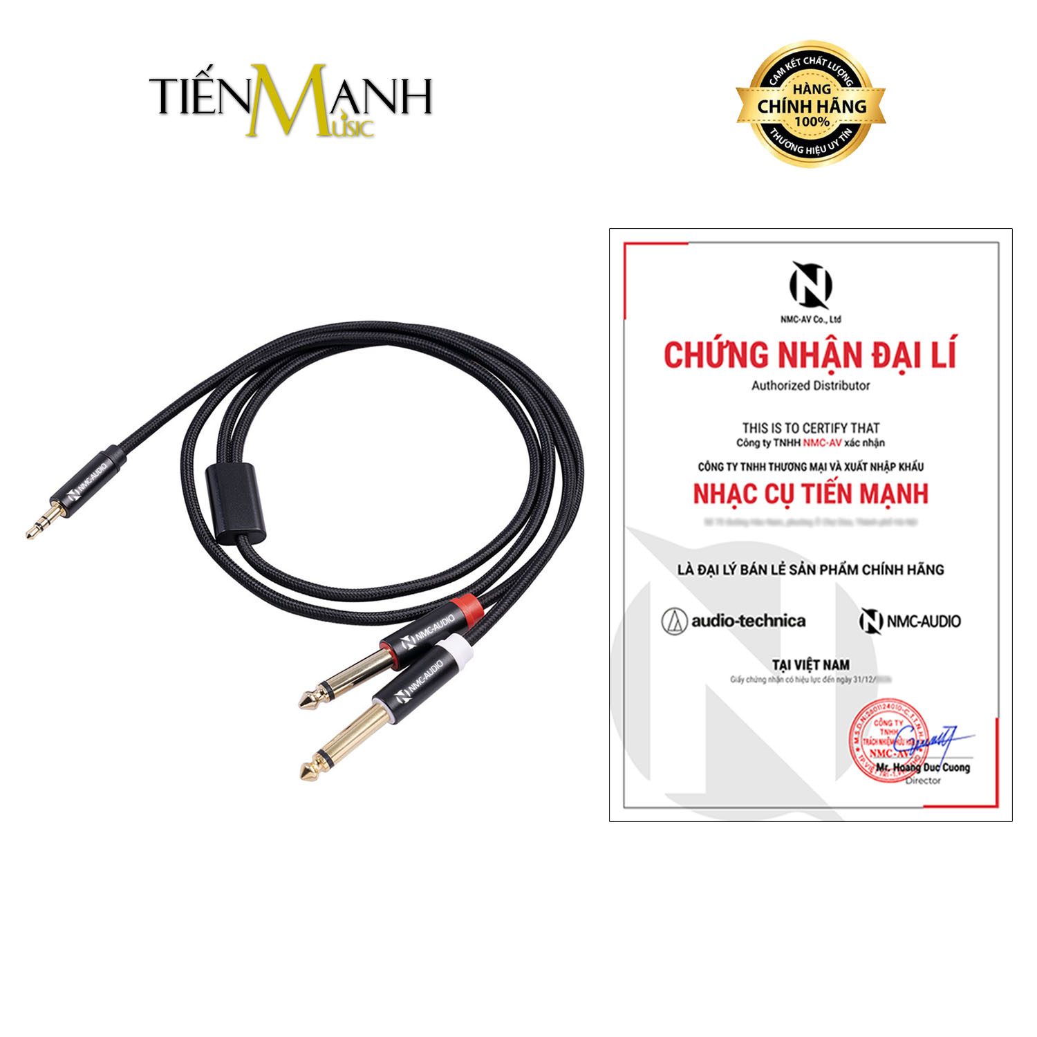 Dây Cáp Chia Tín Hiệu Chữ Y NMC-AUDIO SP119 Chuyển Từ 3ly Stereo TRS Sang 2 Đầu 6ly Mono Dài 3m