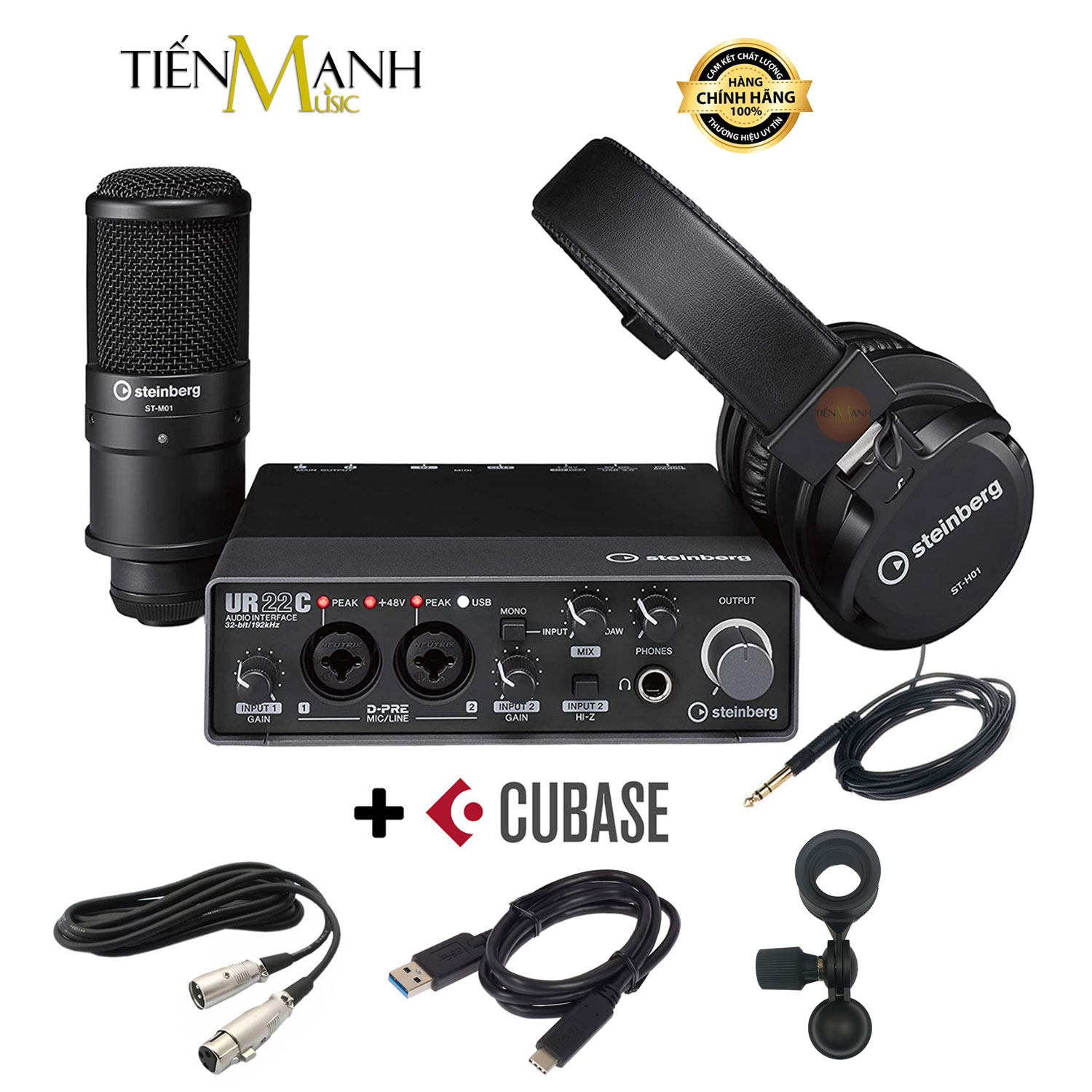 Combo Soundcard Steinberg UR22C Recording Pack - Sound Card Bộ Thu Âm Thanh và Livestream USB 3.0 Audio Interface UR22