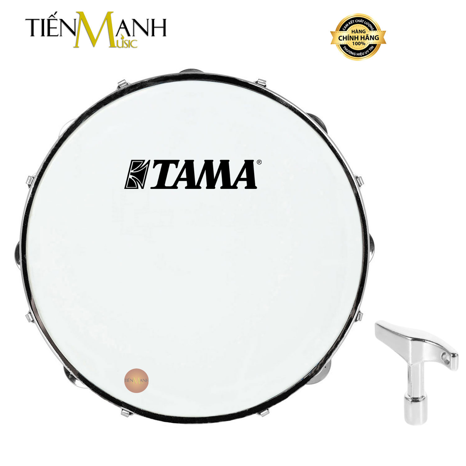 Trống lắc tay - Lục lạc gõ bo Inox Tambourine Tama (Trắng)