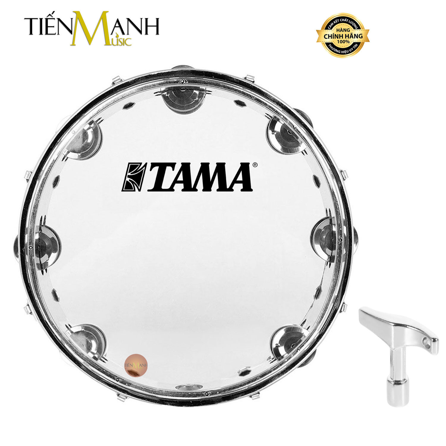 Trống lắc tay - Lục lạc gõ bo Inox Tambourine Tama (Trong)