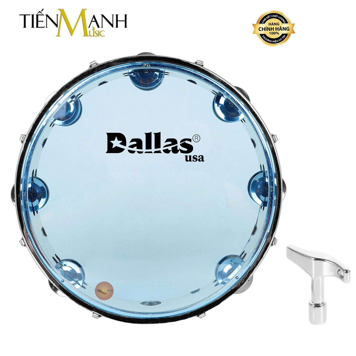 Trống lắc tay - Lục lạc gõ bo Inox Tambourine Dallas (Xanh)