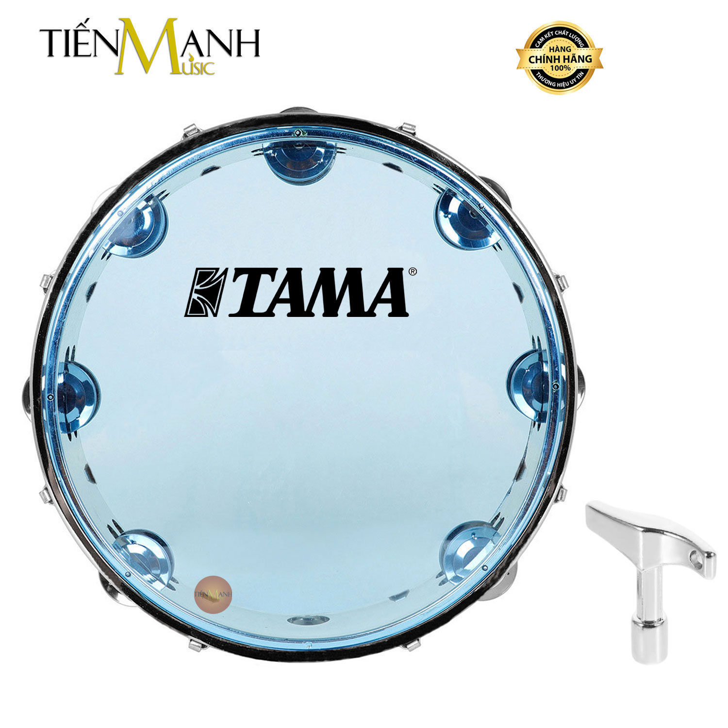 Trống lắc tay - Lục lạc gõ bo Inox Tambourine Tama (Xanh)