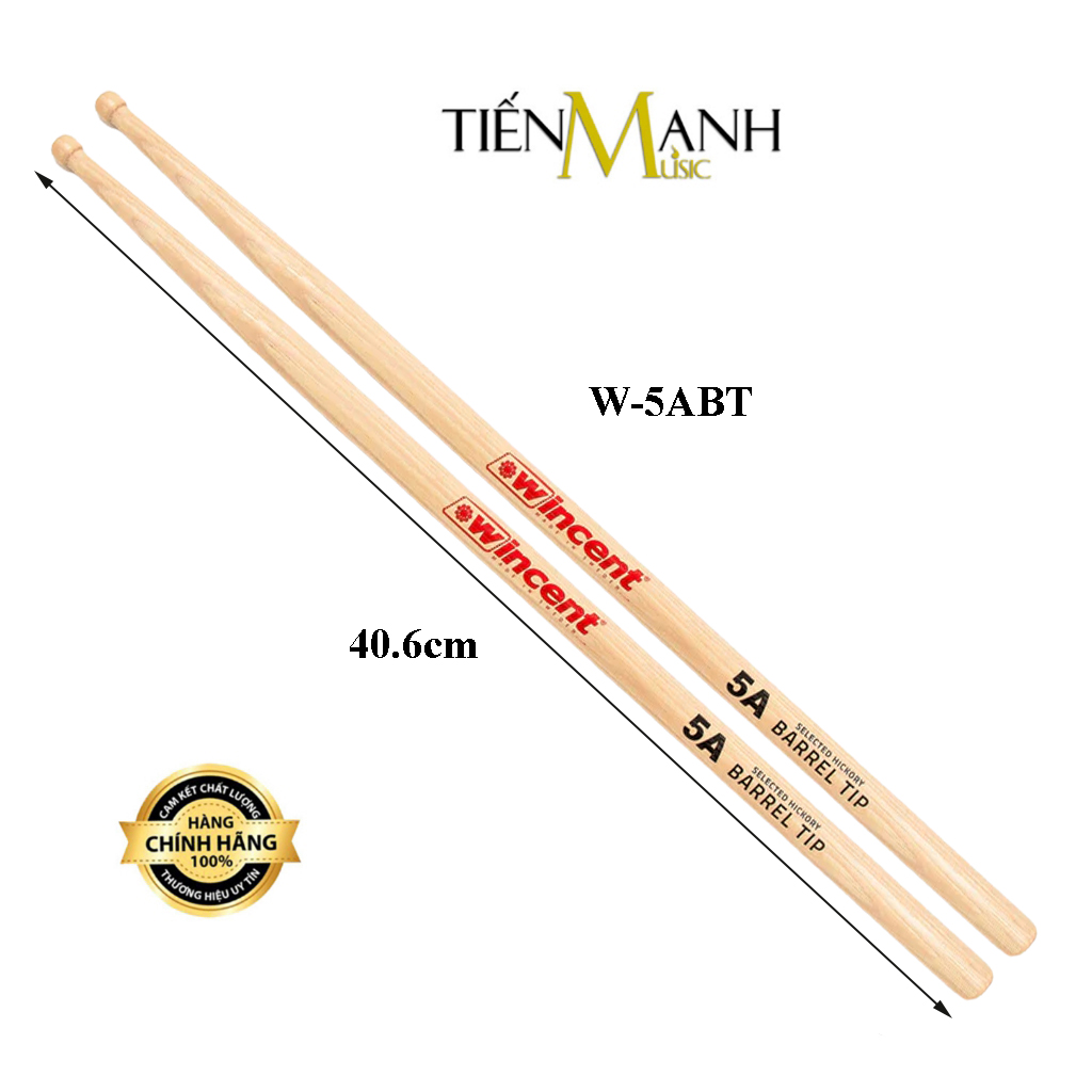 Dùi Trống Wincent W-5ABT Hickory Barrel Tip Drumsticks