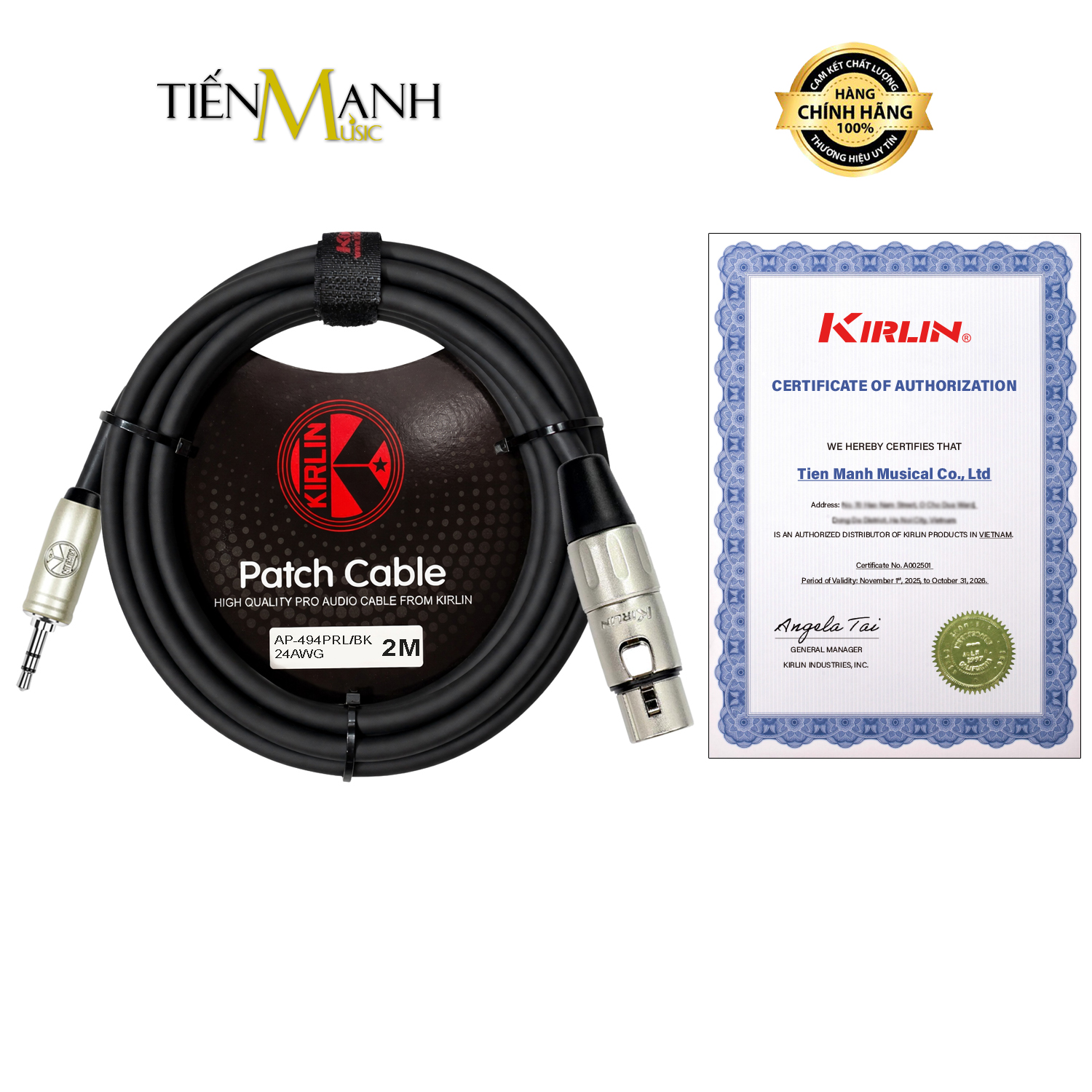 Dây Cáp 3ly Stereo TRS Sang Canon Cái Kirlin AP-494PRL Dài 2m