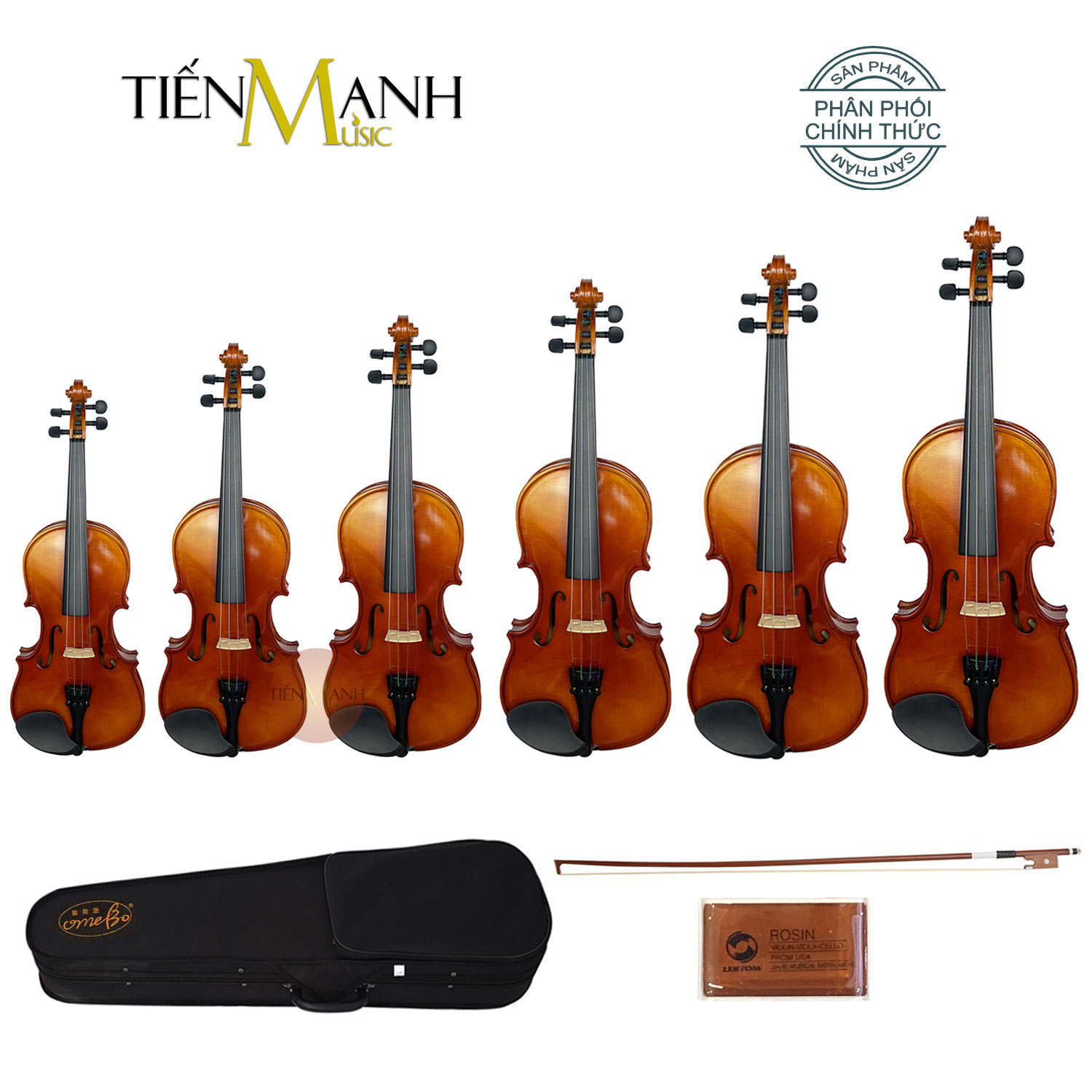 Đàn Violin Omebo RV205 Size 4-4, 3-4, 1-2, 1-4, 1-8, 1-10 - Vĩ Cầm Gỗ Vân Sam Nguyên Tấm