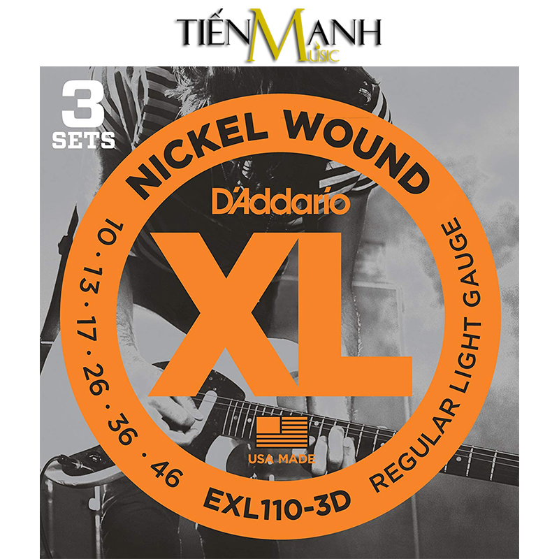 Combo 3 Bộ Dây Đàn Electric Guitar Nickel Wound - Regular Light Gauged DAddario EXL110-3D