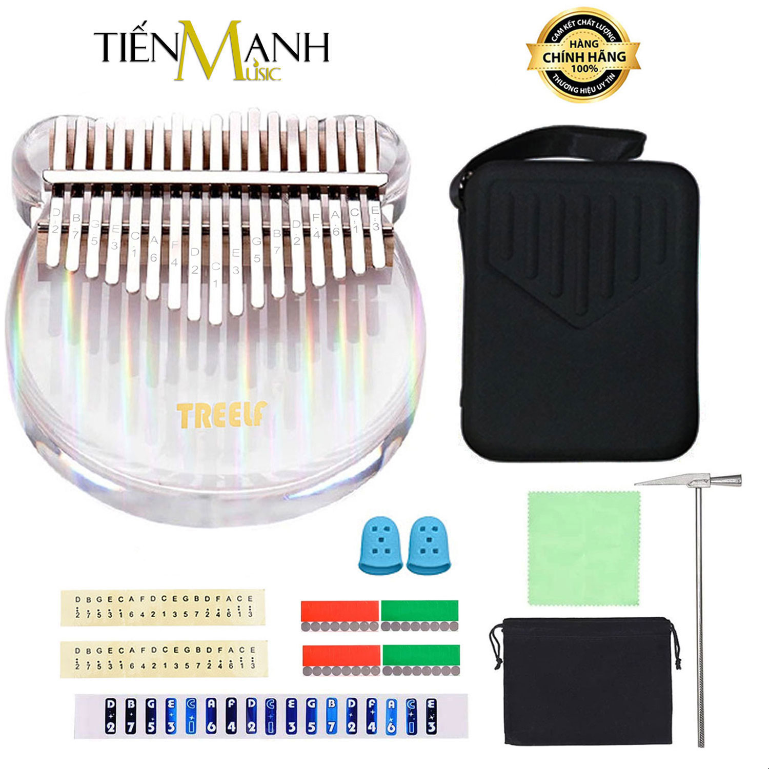 Đàn Kalimba 17 Phím Treelf TF-17CRB Màu Cầu Vồng Rainbow (Hình Gấu Trong Suốt Acrylic TF17CRB)